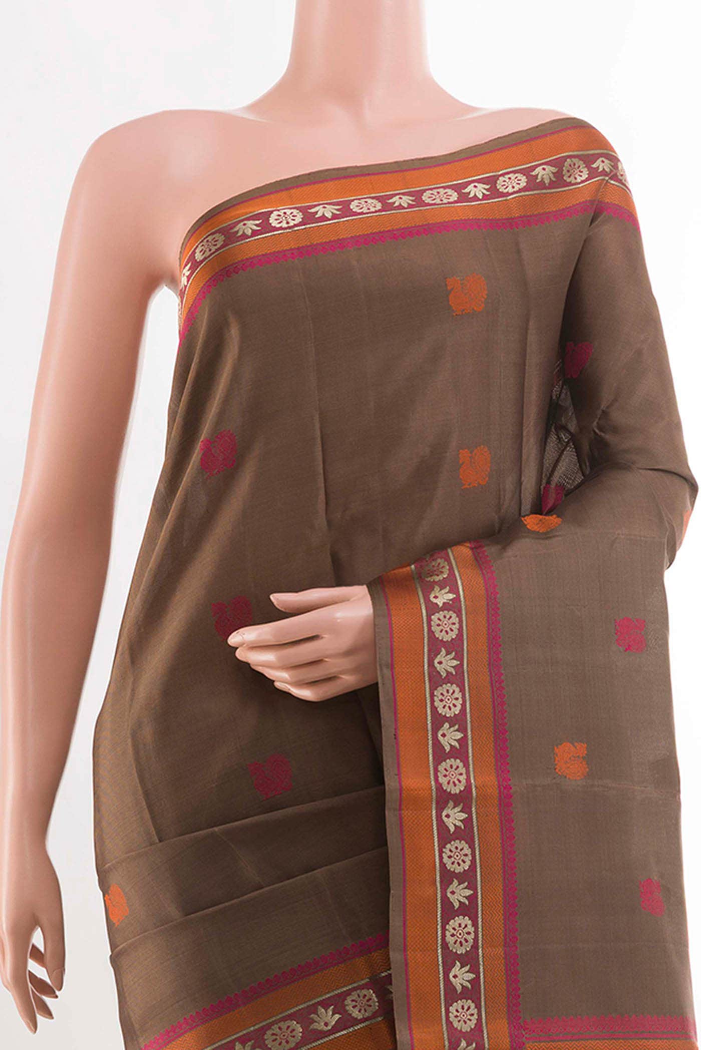 Brown Dual Tone Kanchipuram Silk Saree