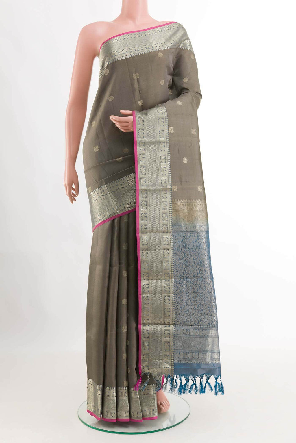 Grey Kanchipuram Silk Saree