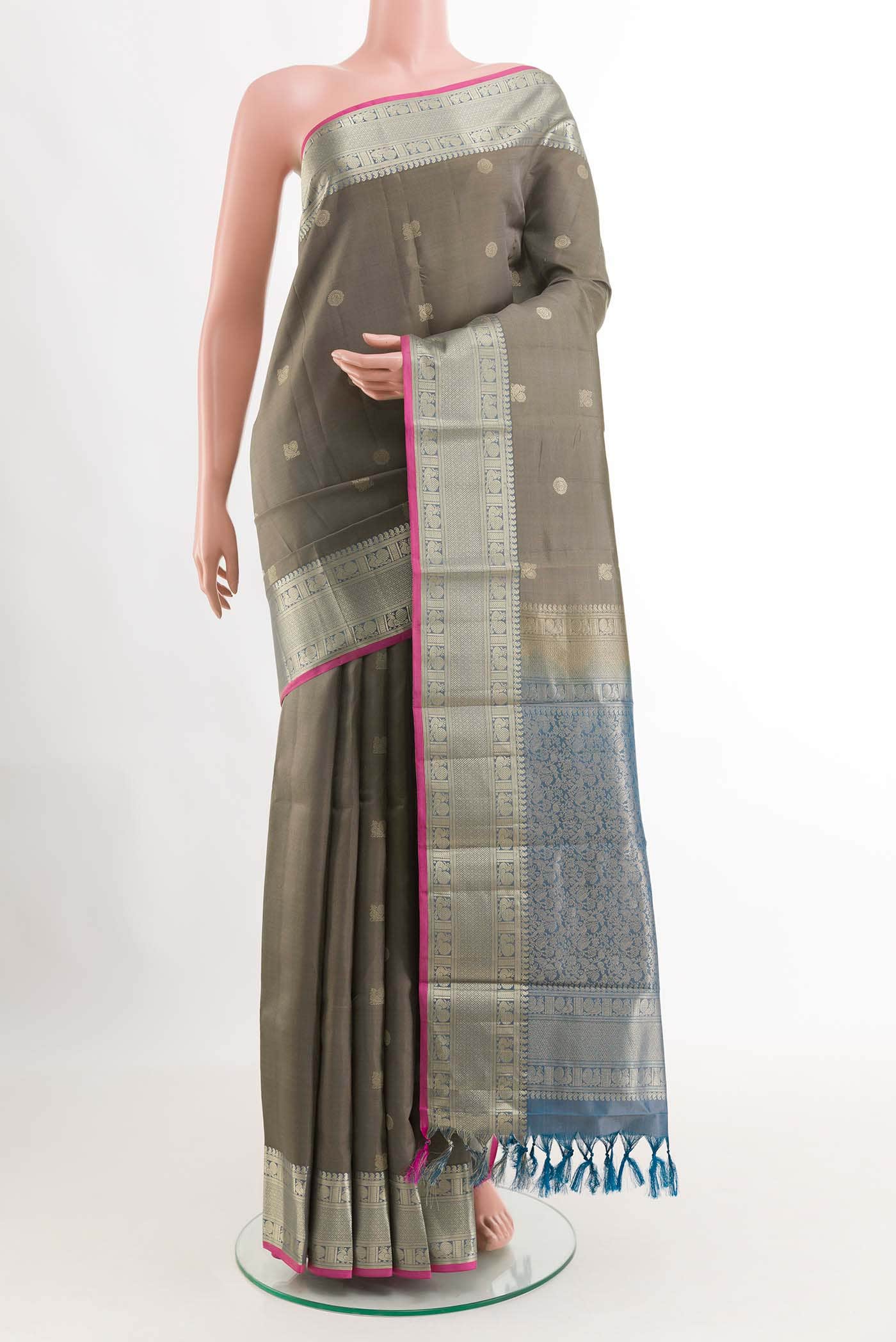 Grey Kanchipuram Silk Saree