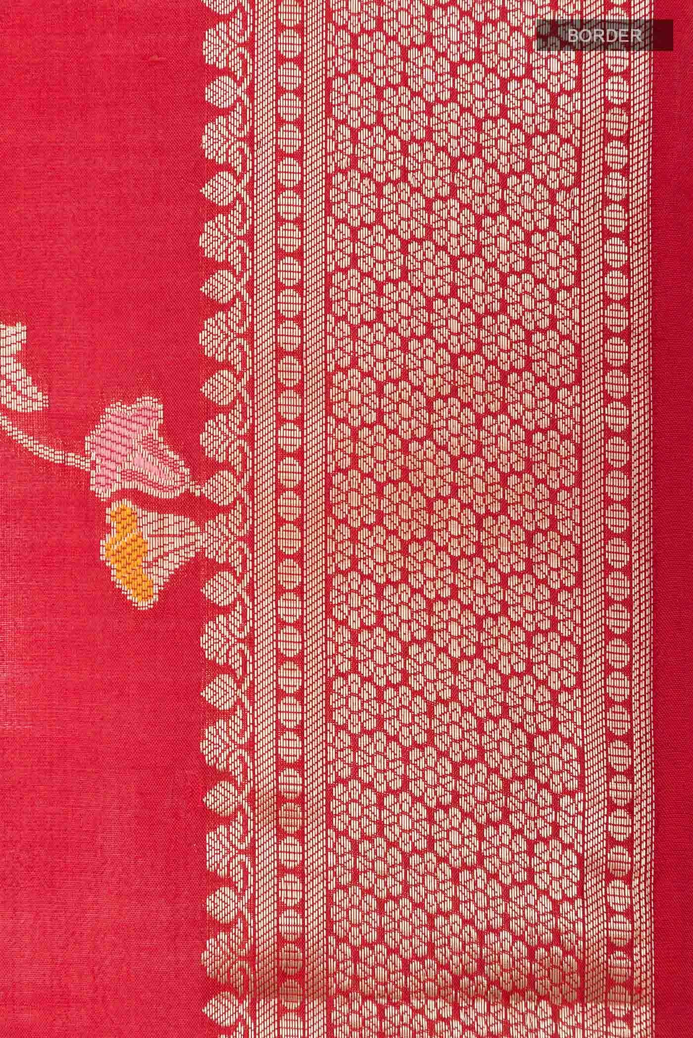 Red Tussar Silk Saree