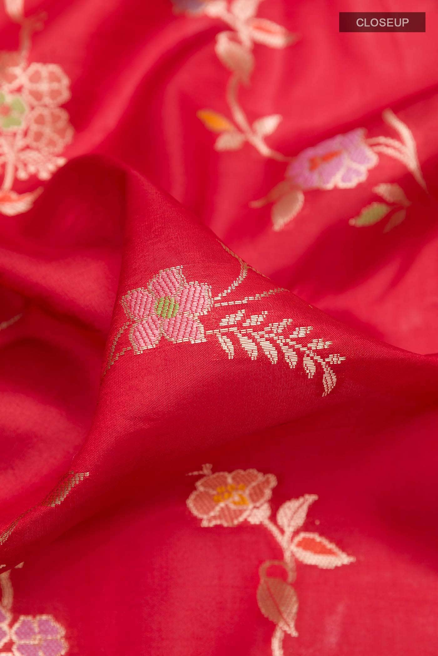 Red Tussar Silk Saree