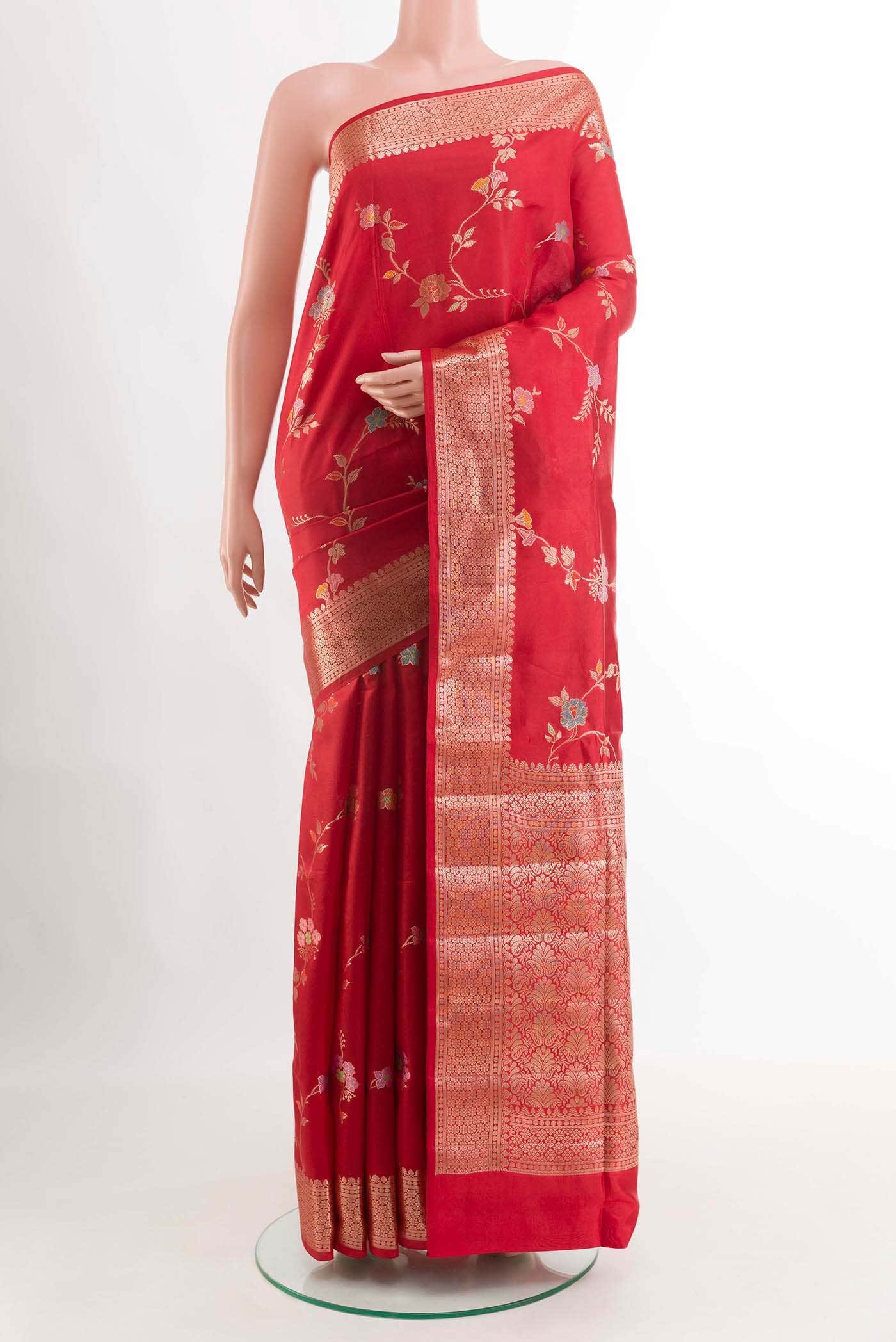 Red Tussar Silk Saree