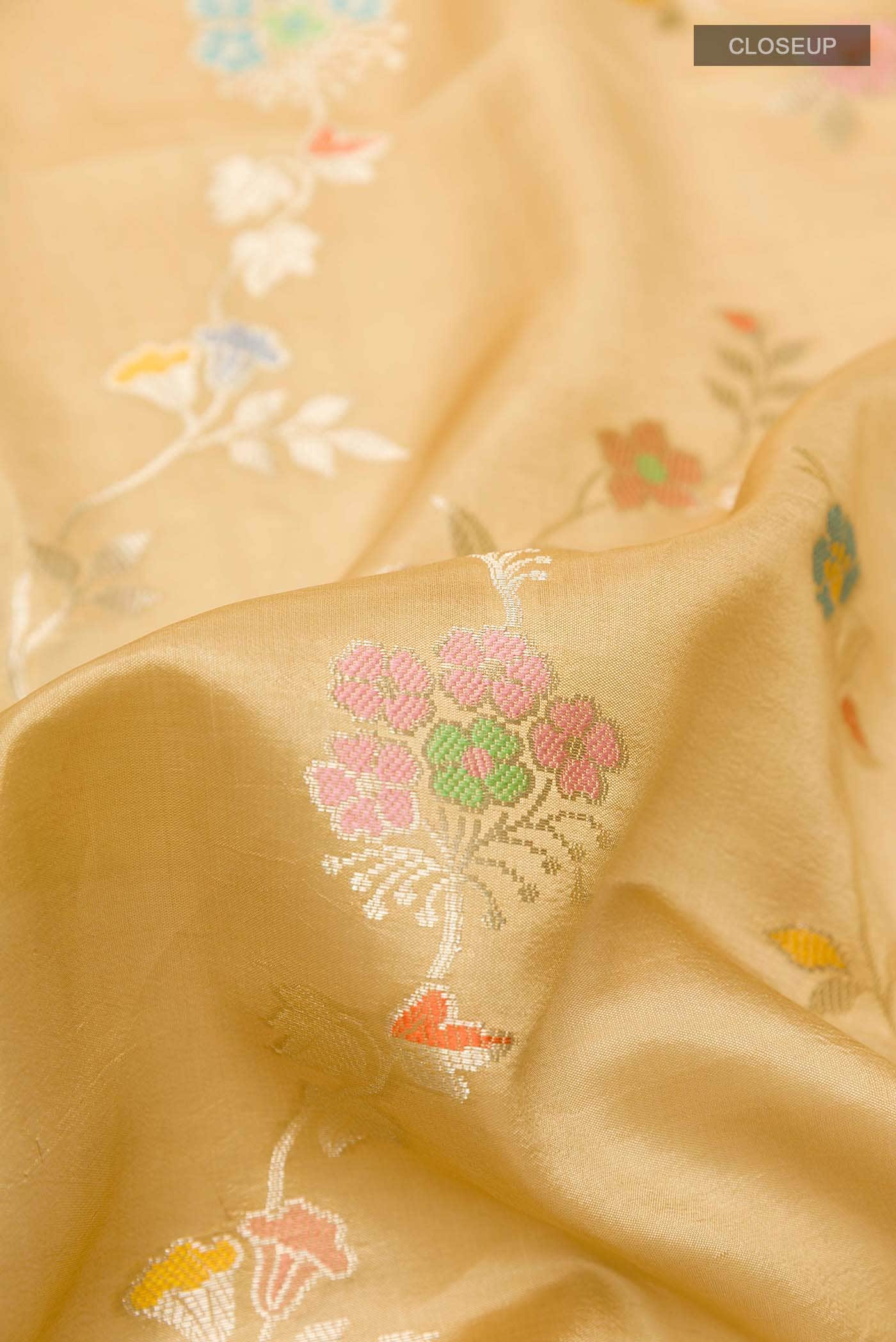 Beige Tussar Silk Saree