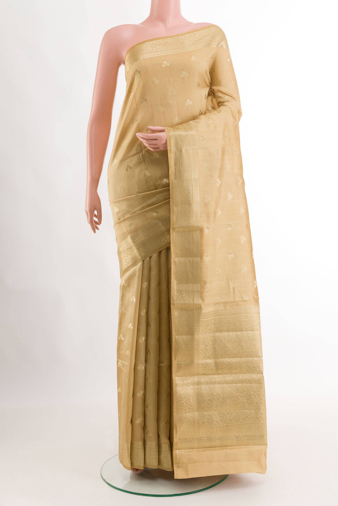 Beige Tussar Silk Saree
