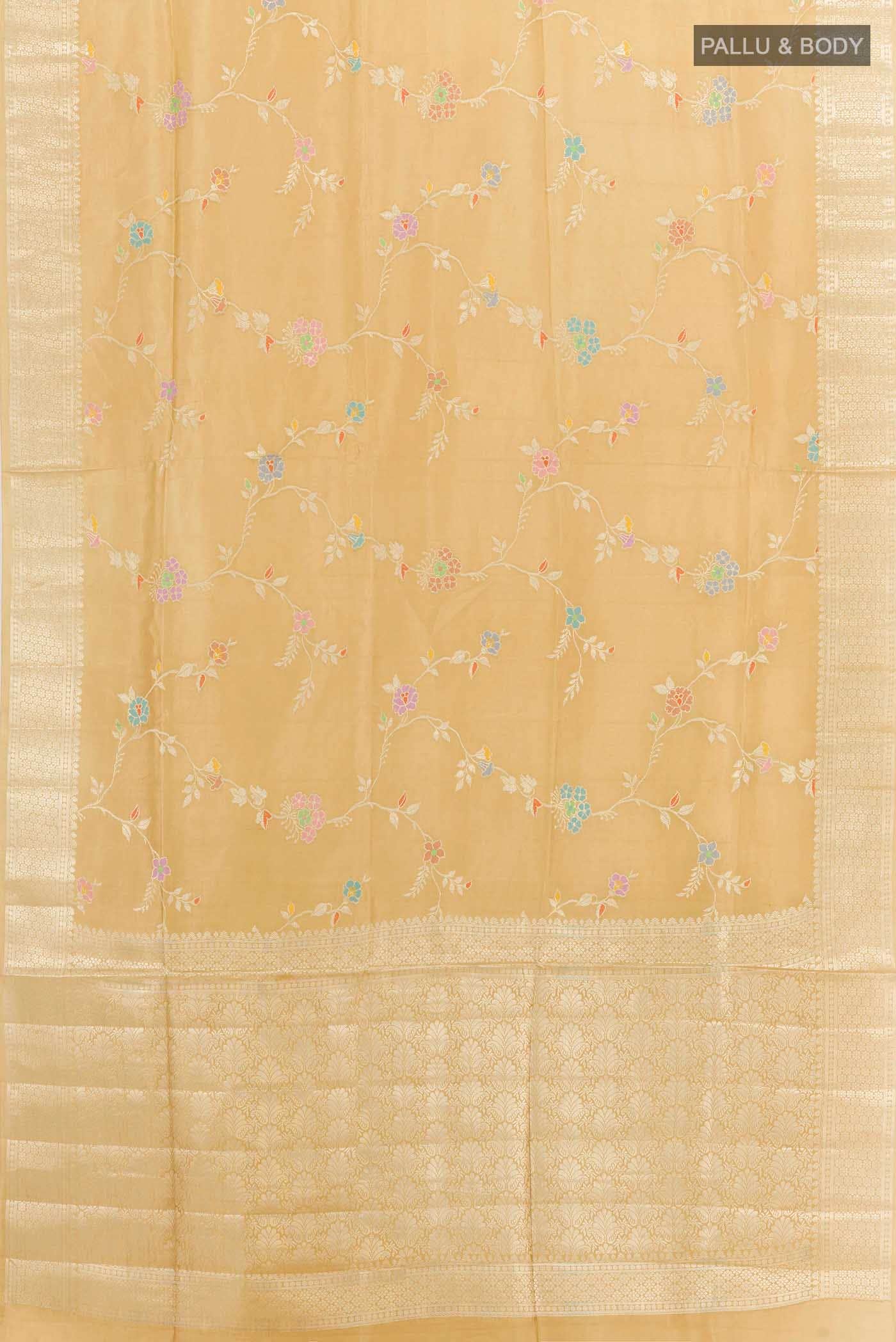 Beige Tussar Silk Saree