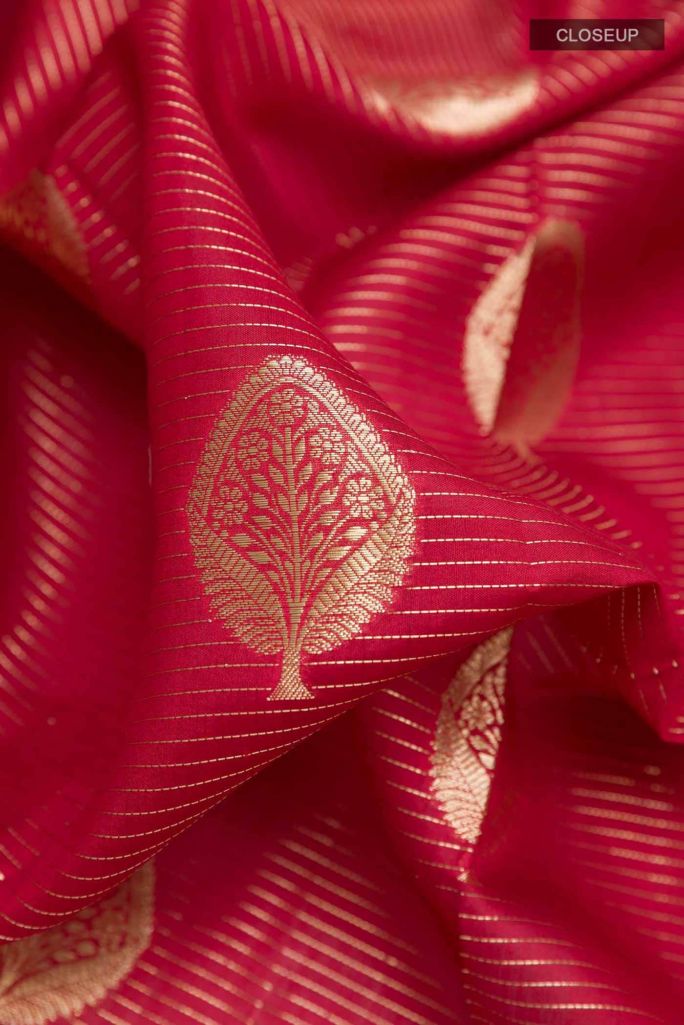 Red Tussar Silk Saree