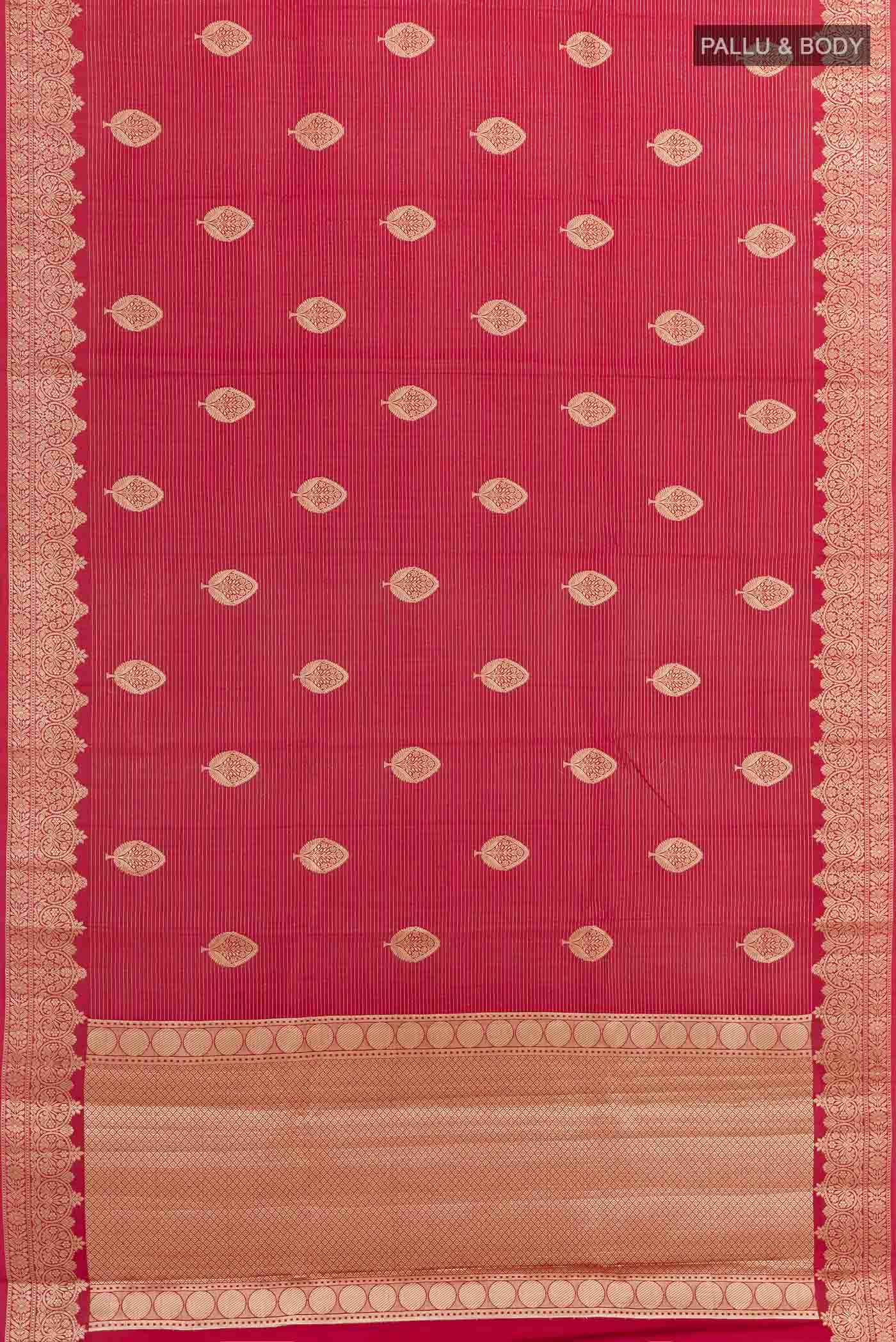 Red Tussar Silk Saree