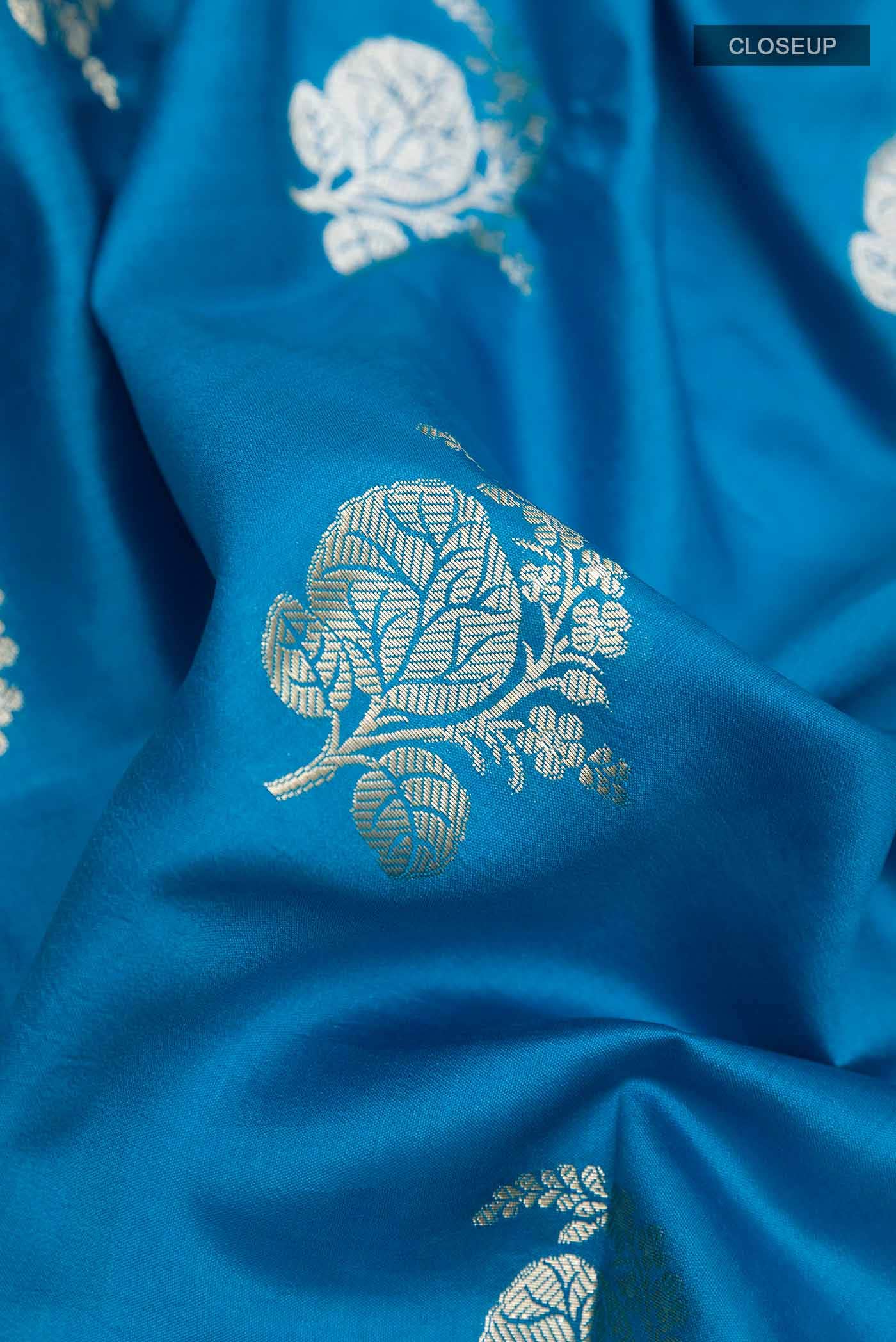 Blue Tussar Silk Saree