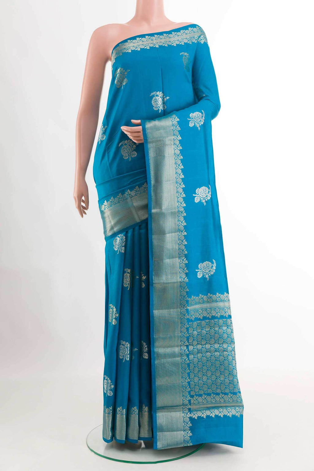 Blue Tussar Silk Saree