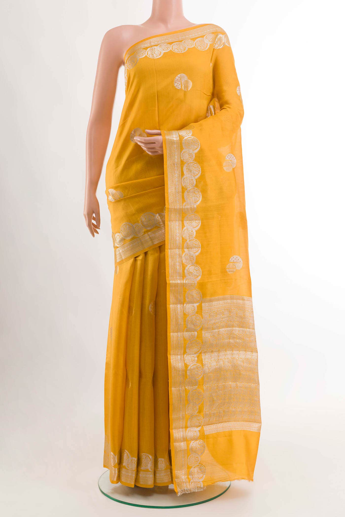 Yellow Tussar Silk Saree