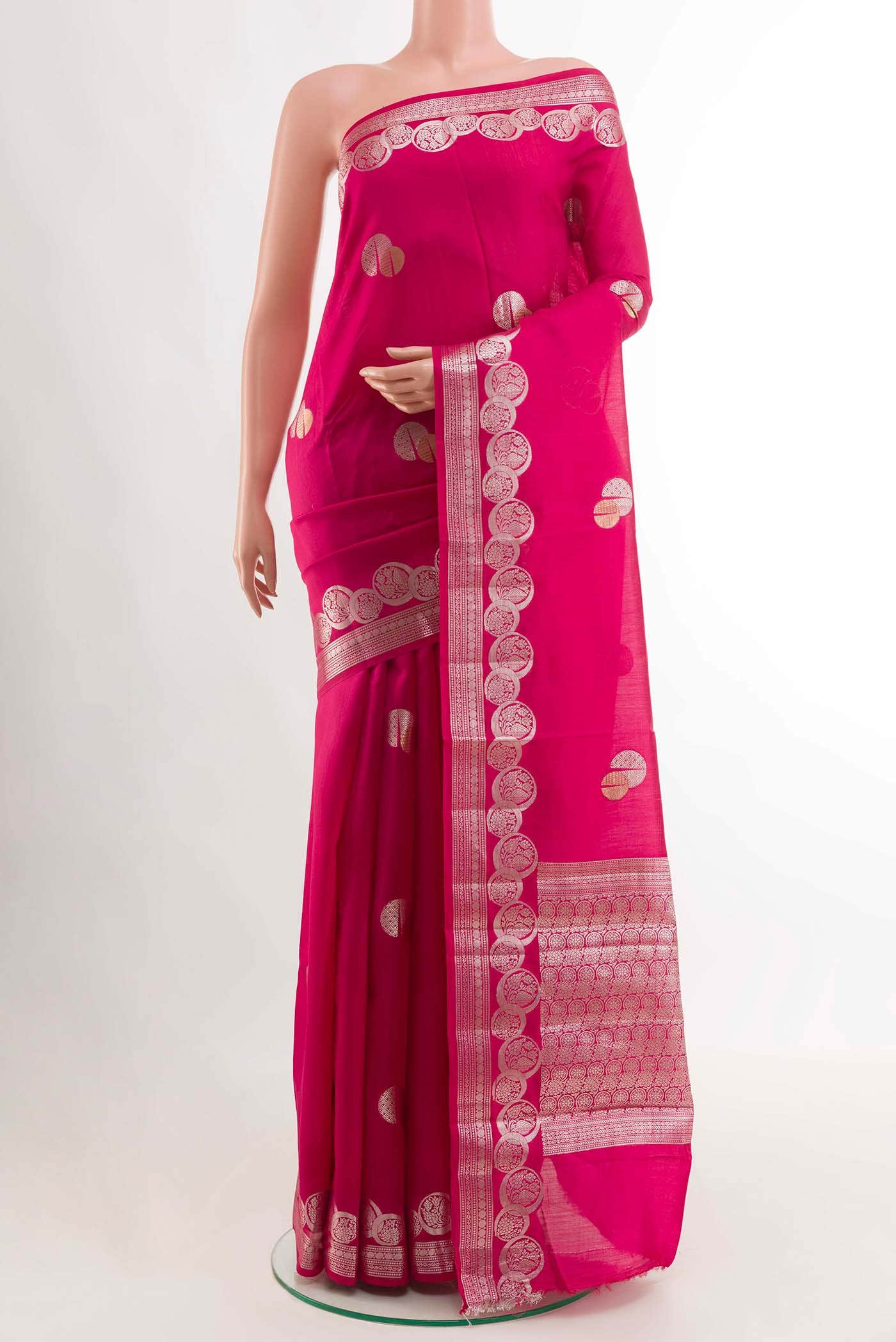 Pink Tussar Silk Saree