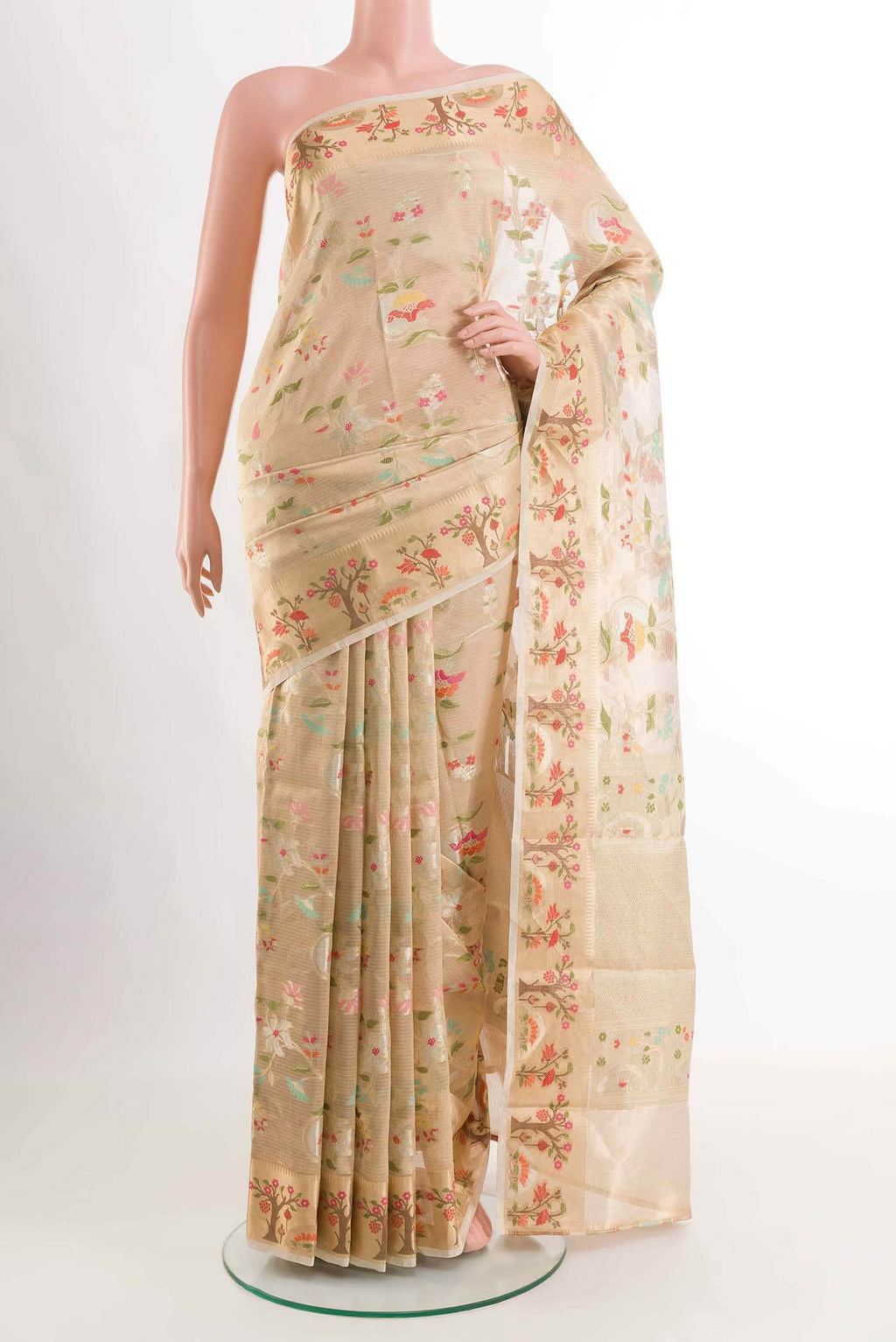 Beige Kota Silk Saree