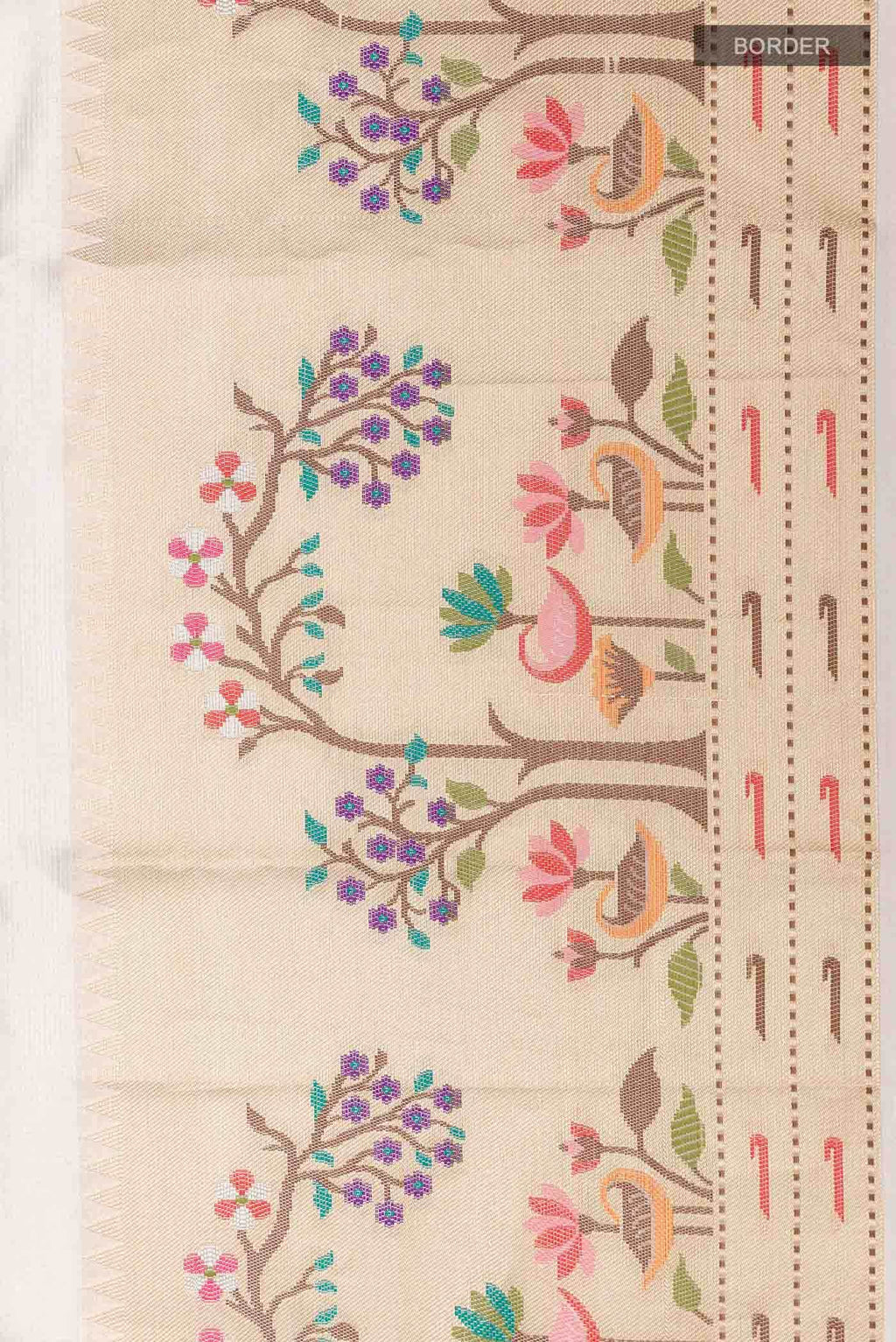 Cream Kota Silk Saree