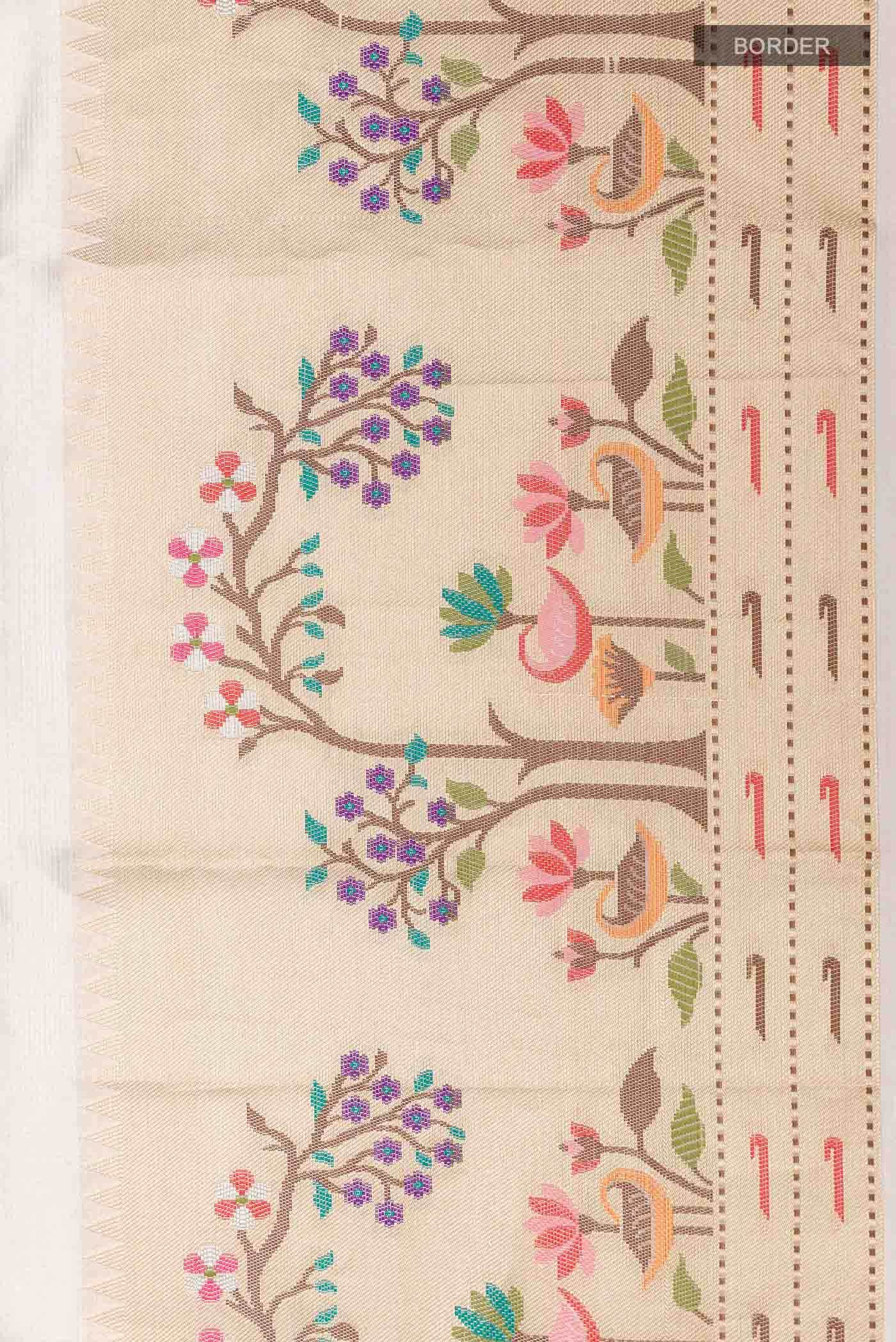 Cream Kota Silk Saree