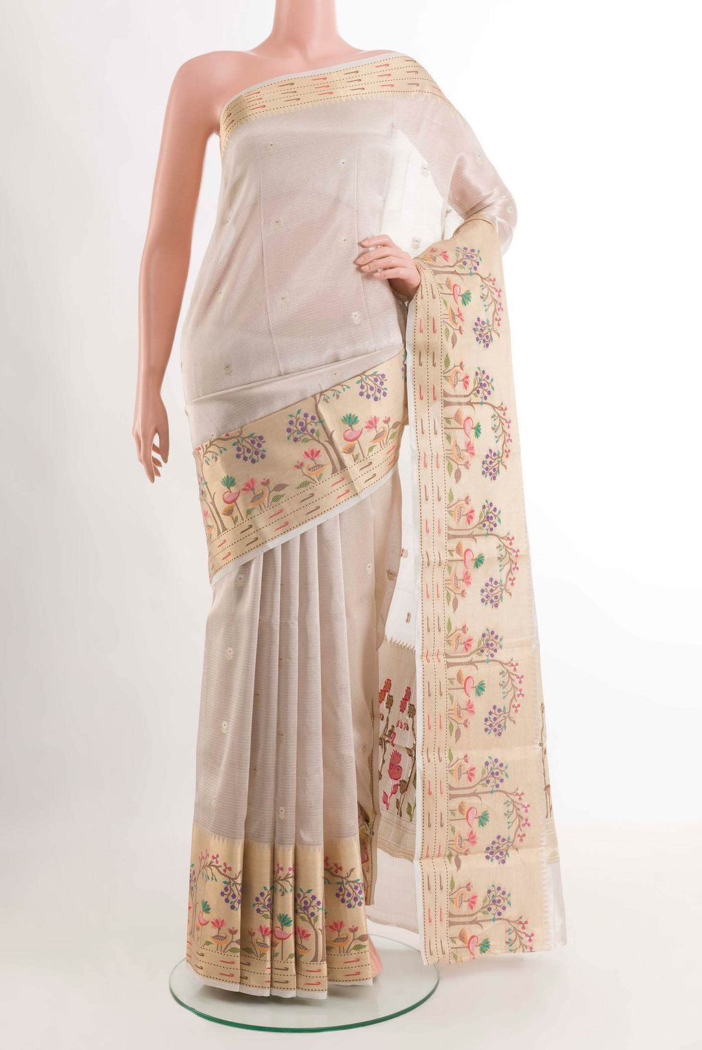 Cream Kota Silk Saree