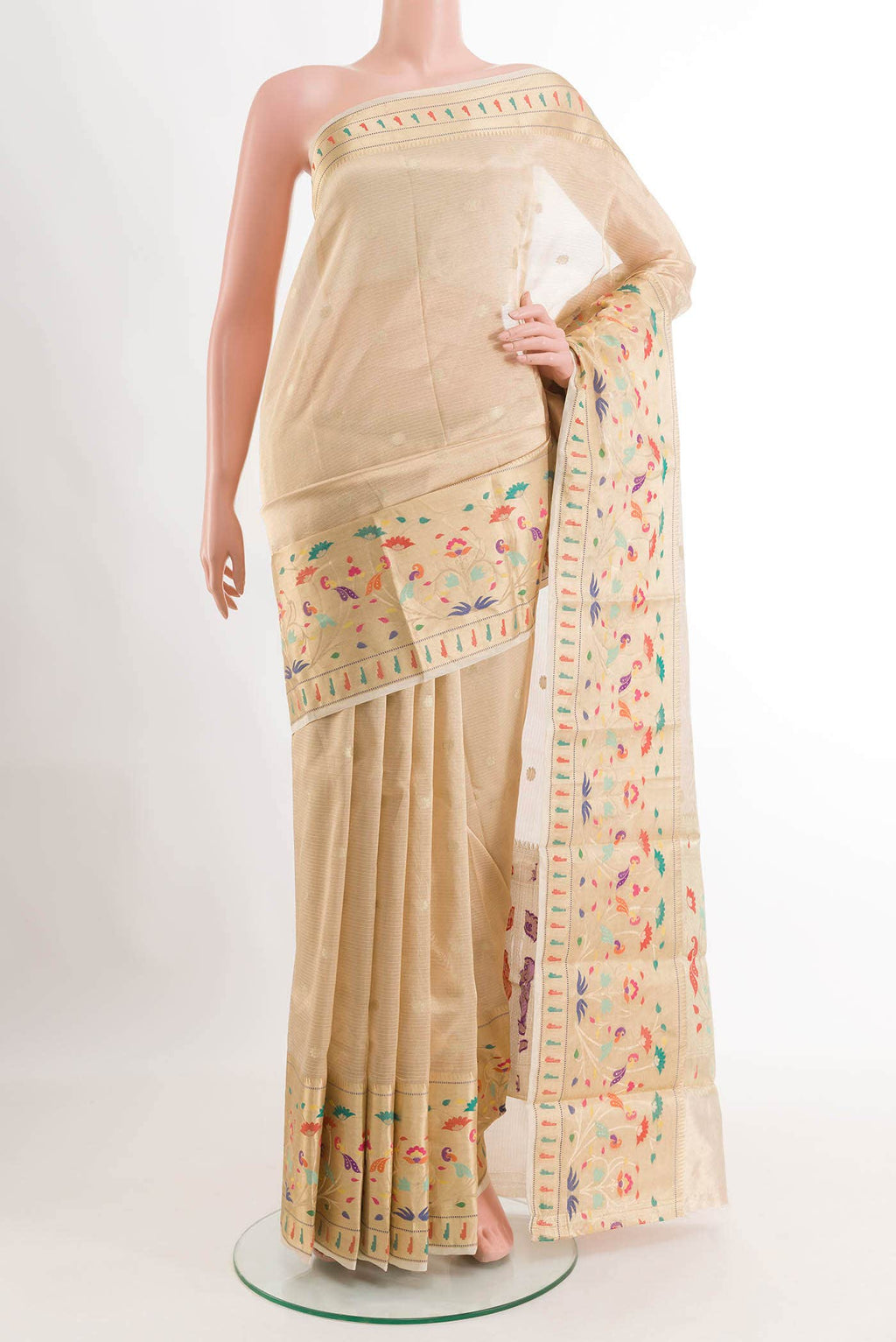 Beige Kota Silk Saree