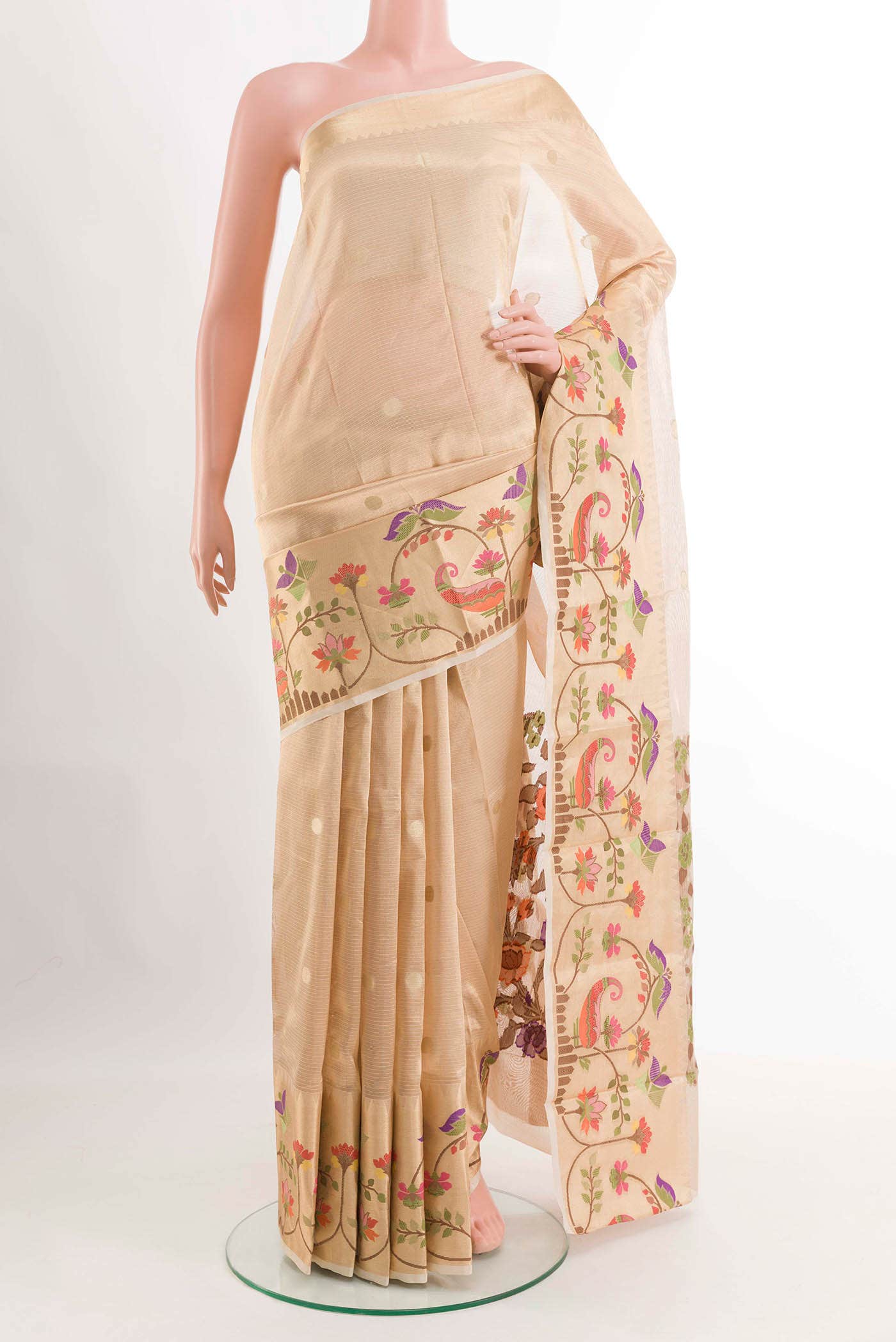 Beige Kota Silk Saree