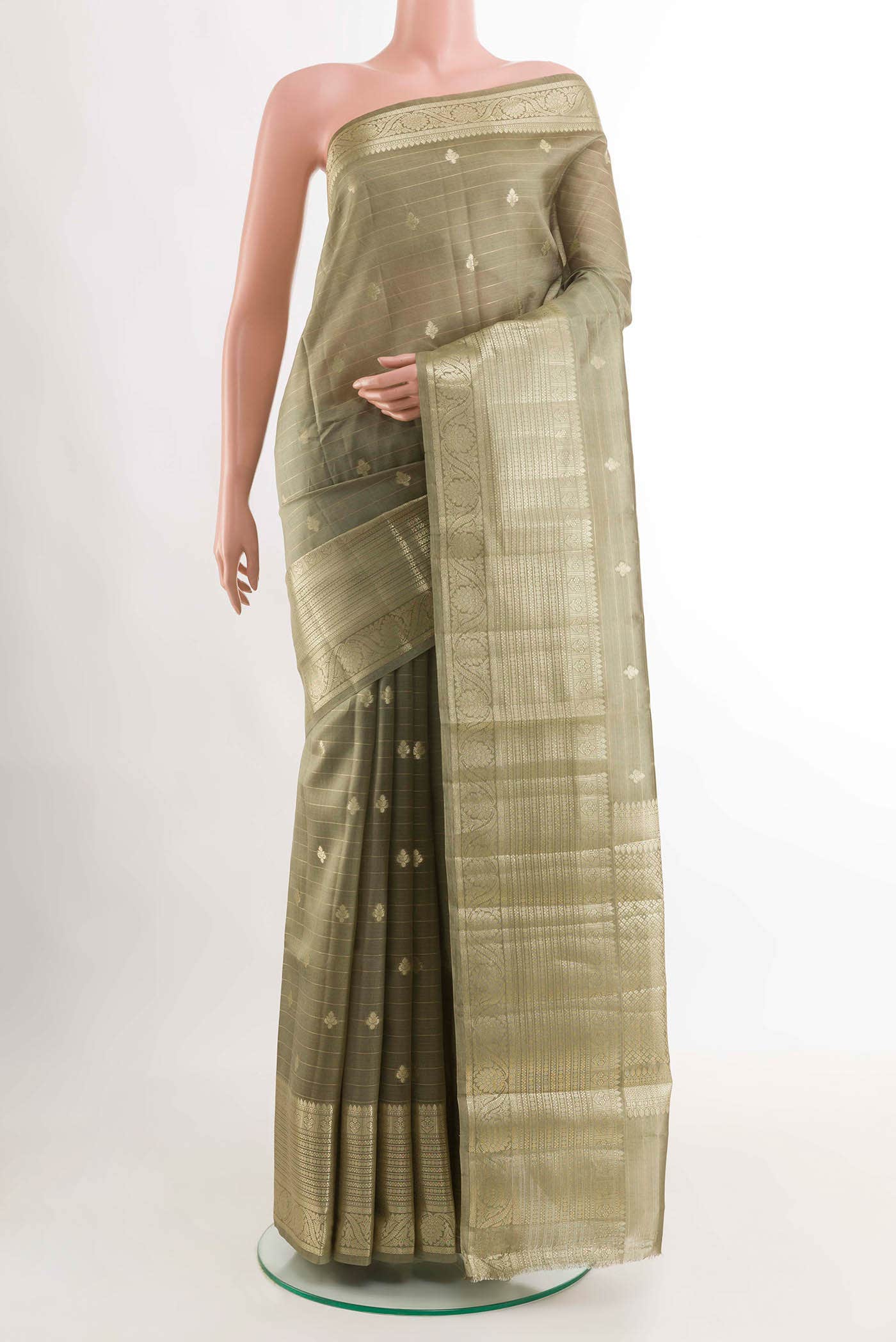 Pickle Green Tussar Silk Saree