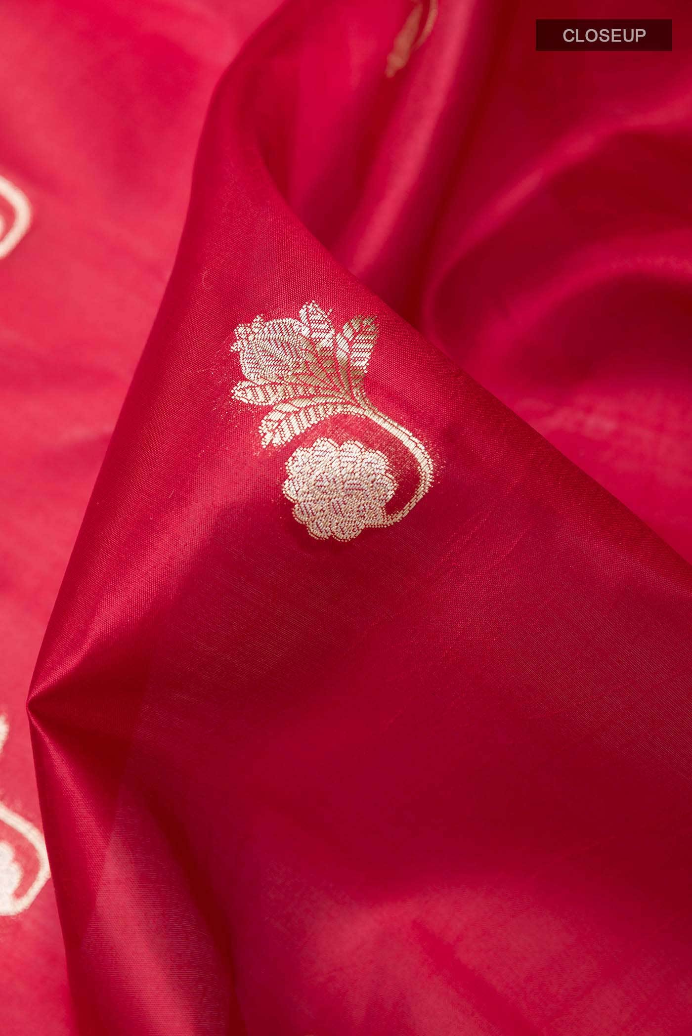 Red Tussar Silk Saree