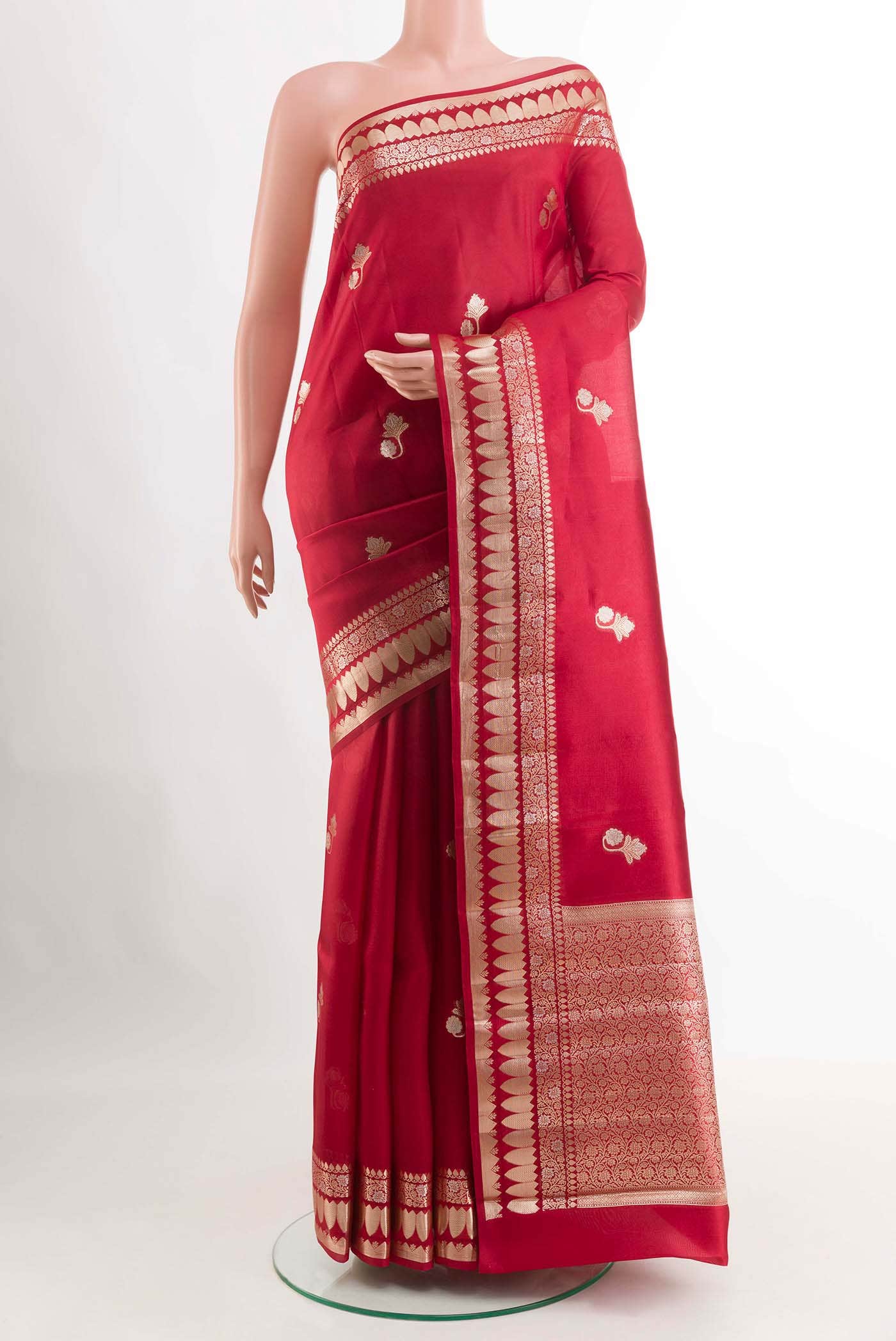 Red Tussar Silk Saree