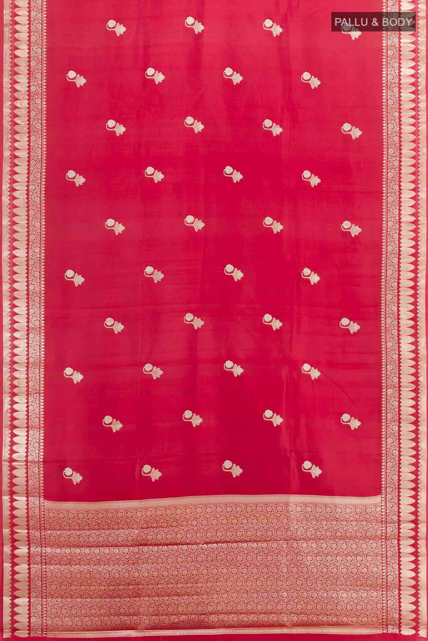 Red Tussar Silk Saree