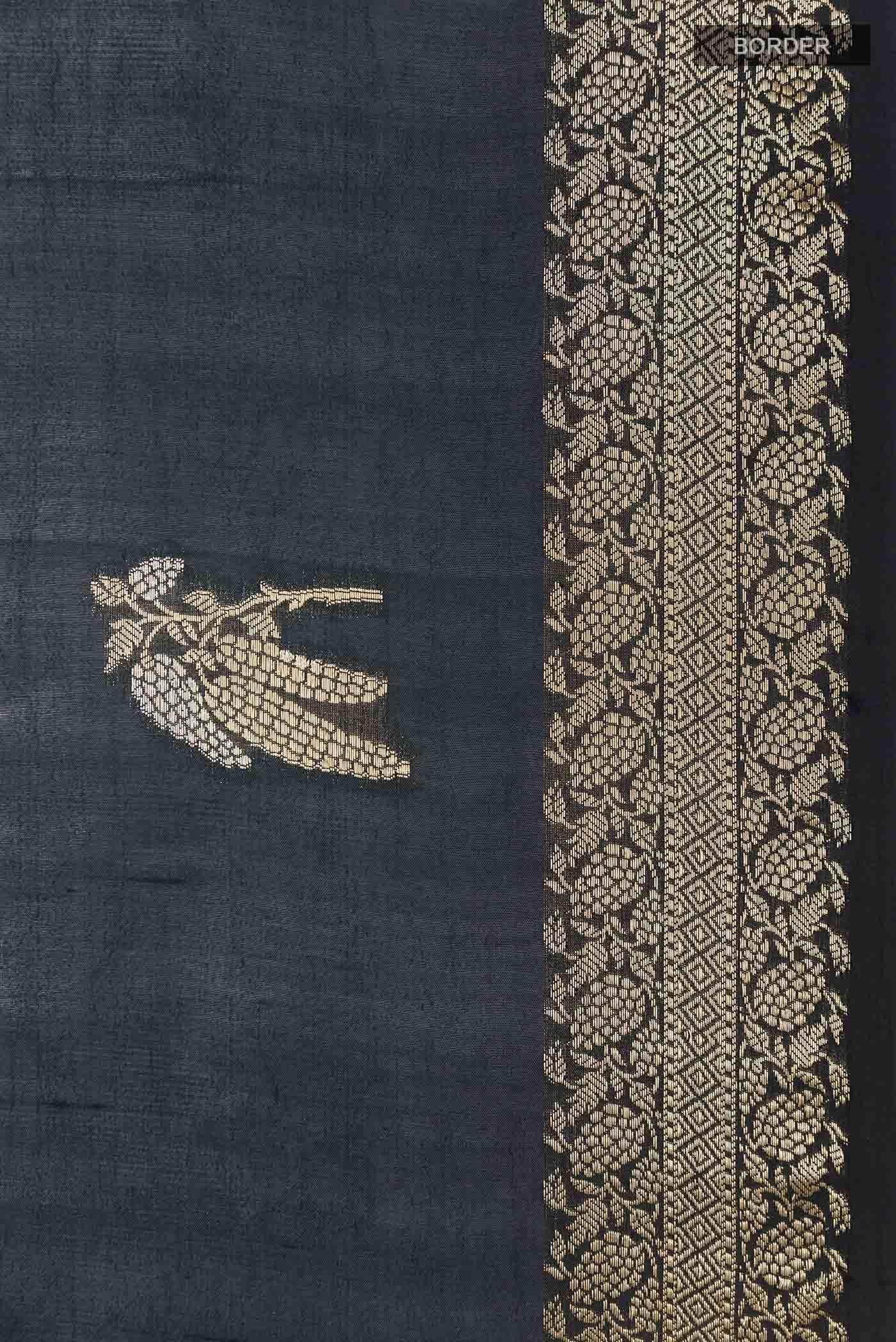 Black Tussar Silk Saree