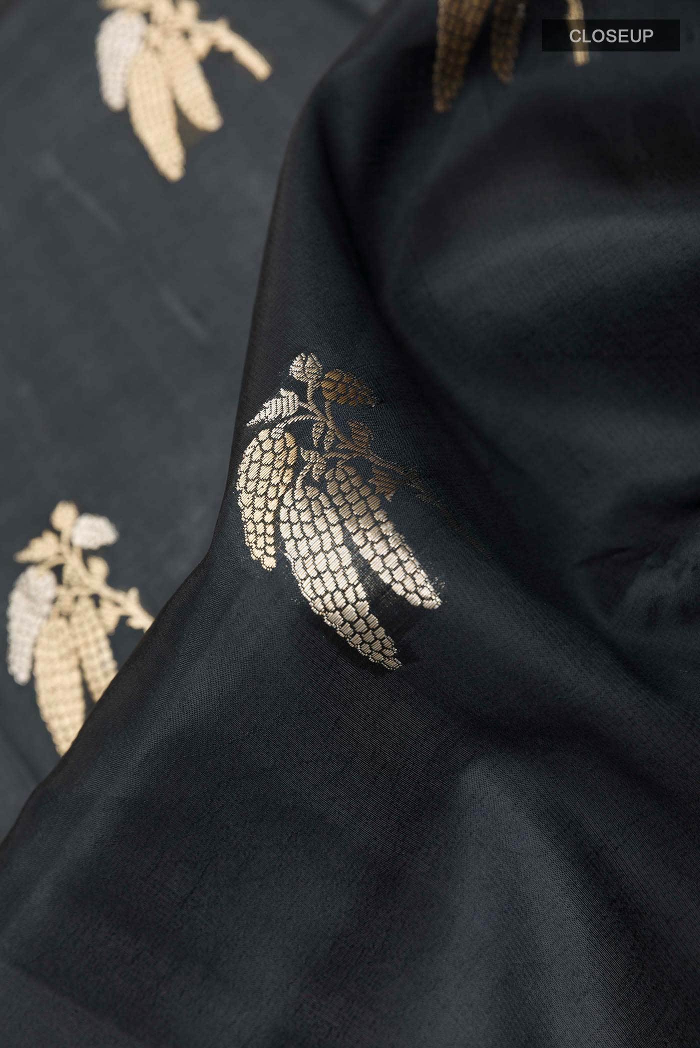 Black Tussar Silk Saree