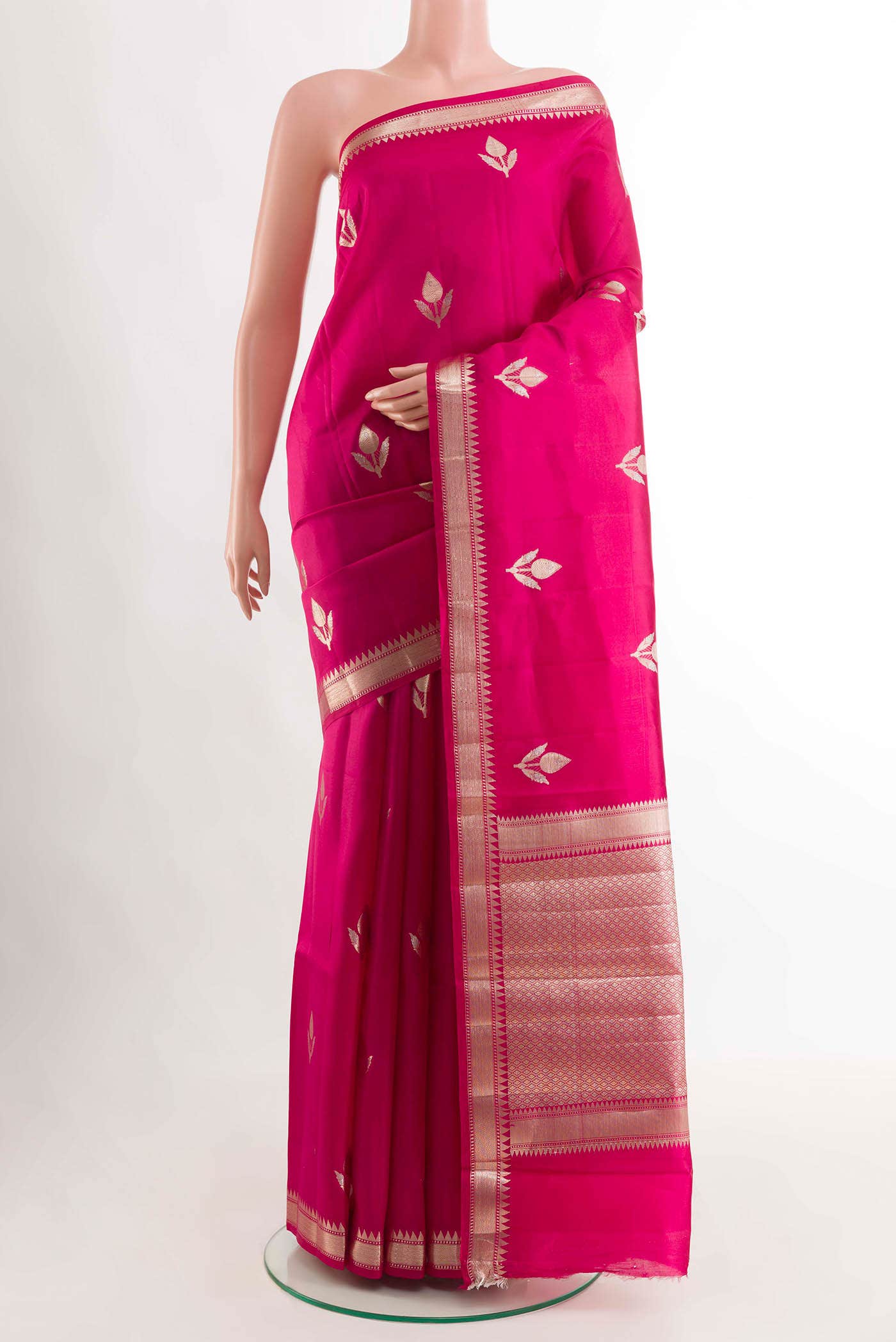 Pink Tussar Silk Saree