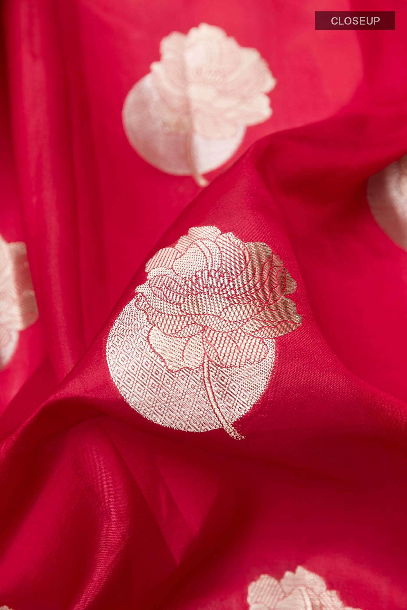 Red Tussar Silk Saree