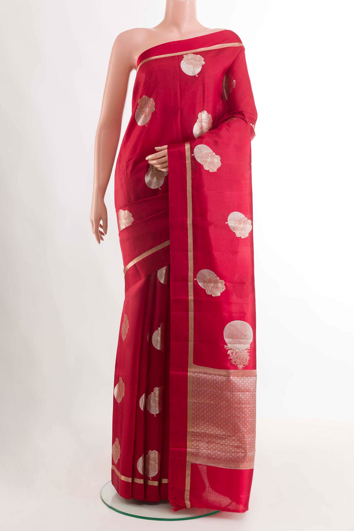 Red Tussar Silk Saree