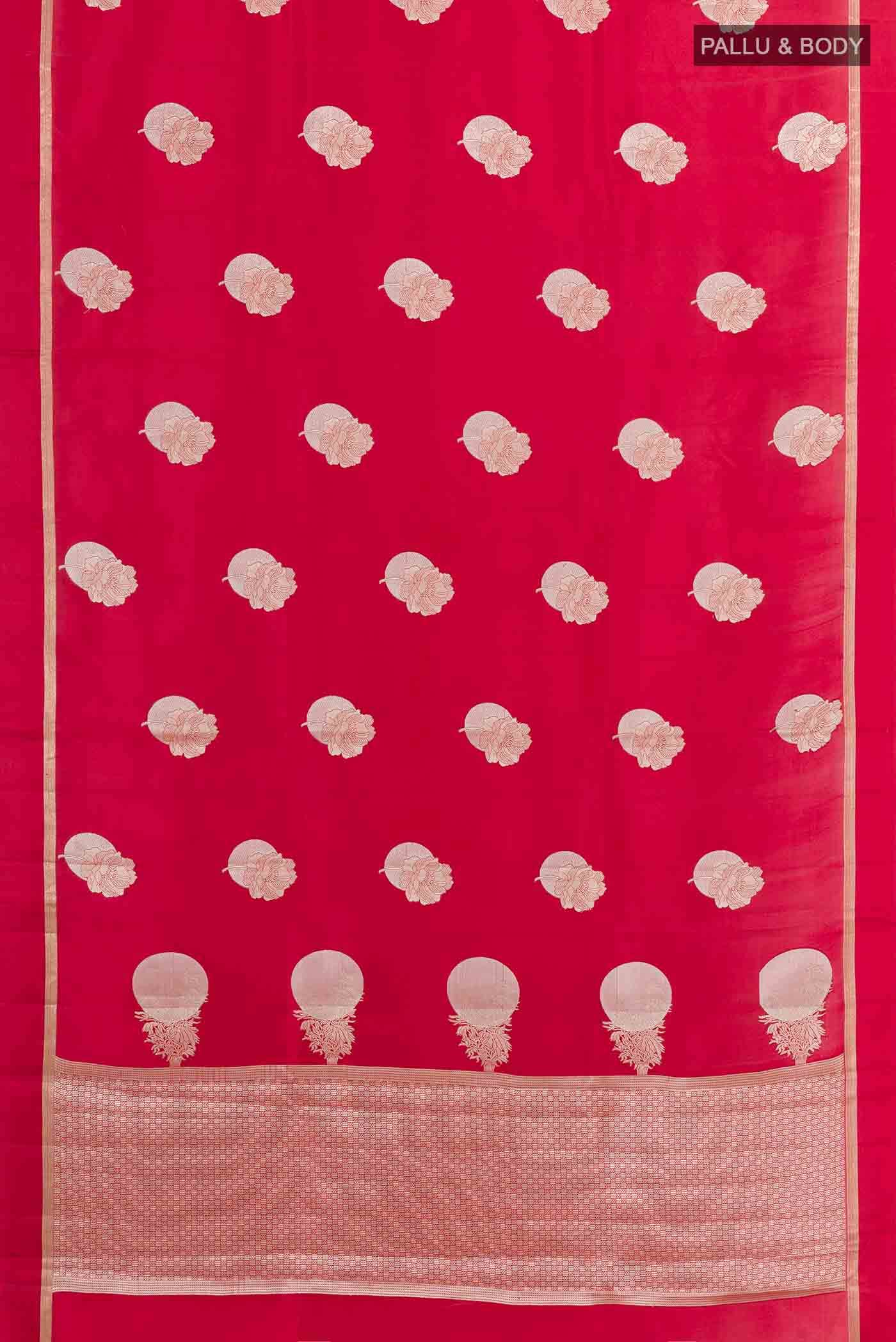 Red Tussar Silk Saree