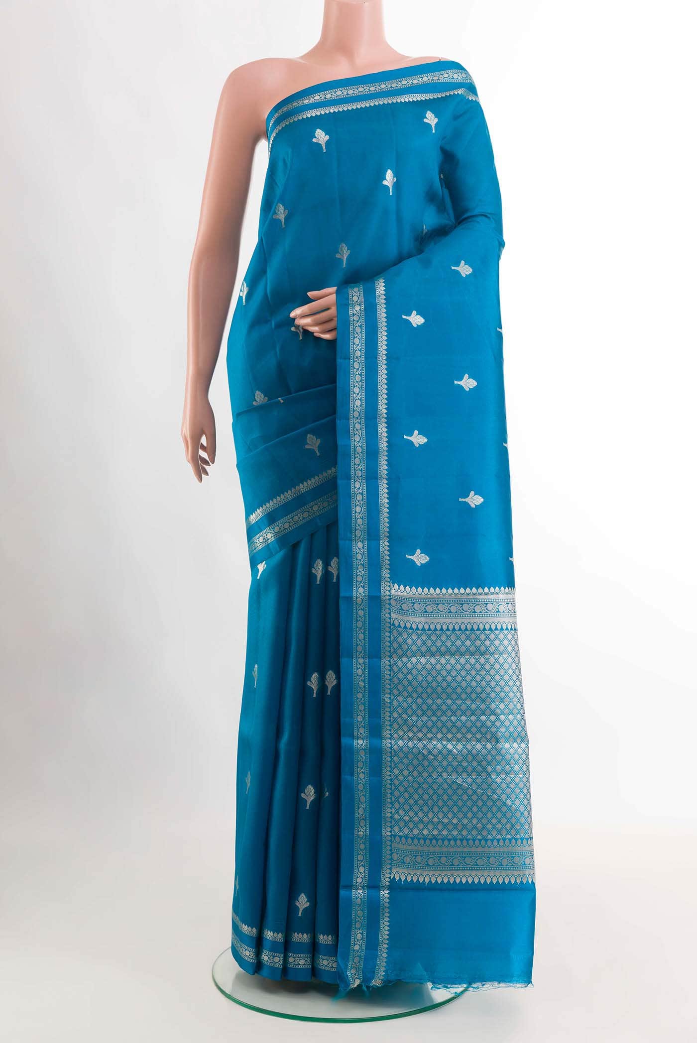 Blue Tussar Silk Saree