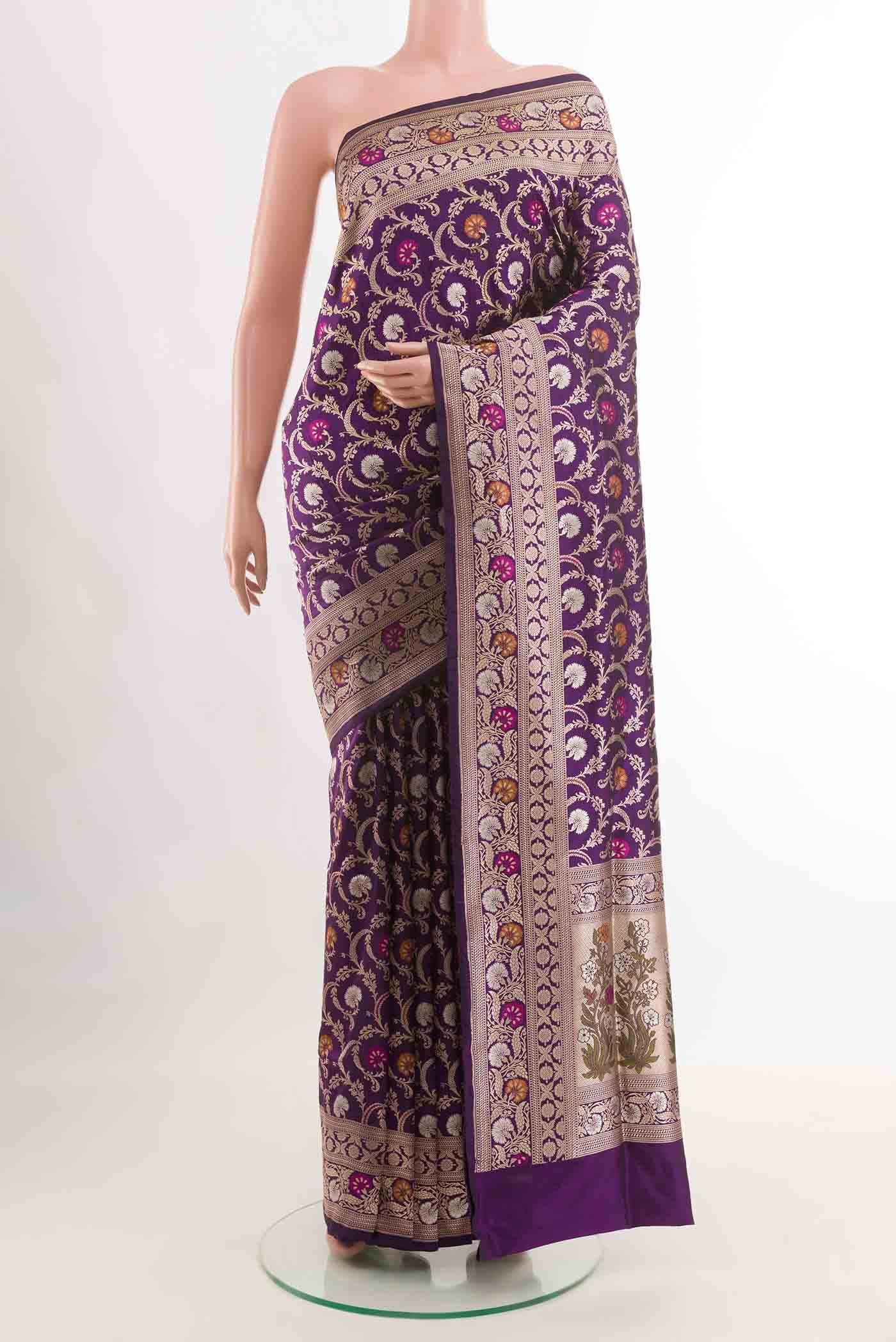 Purple Banarasi Silk Saree