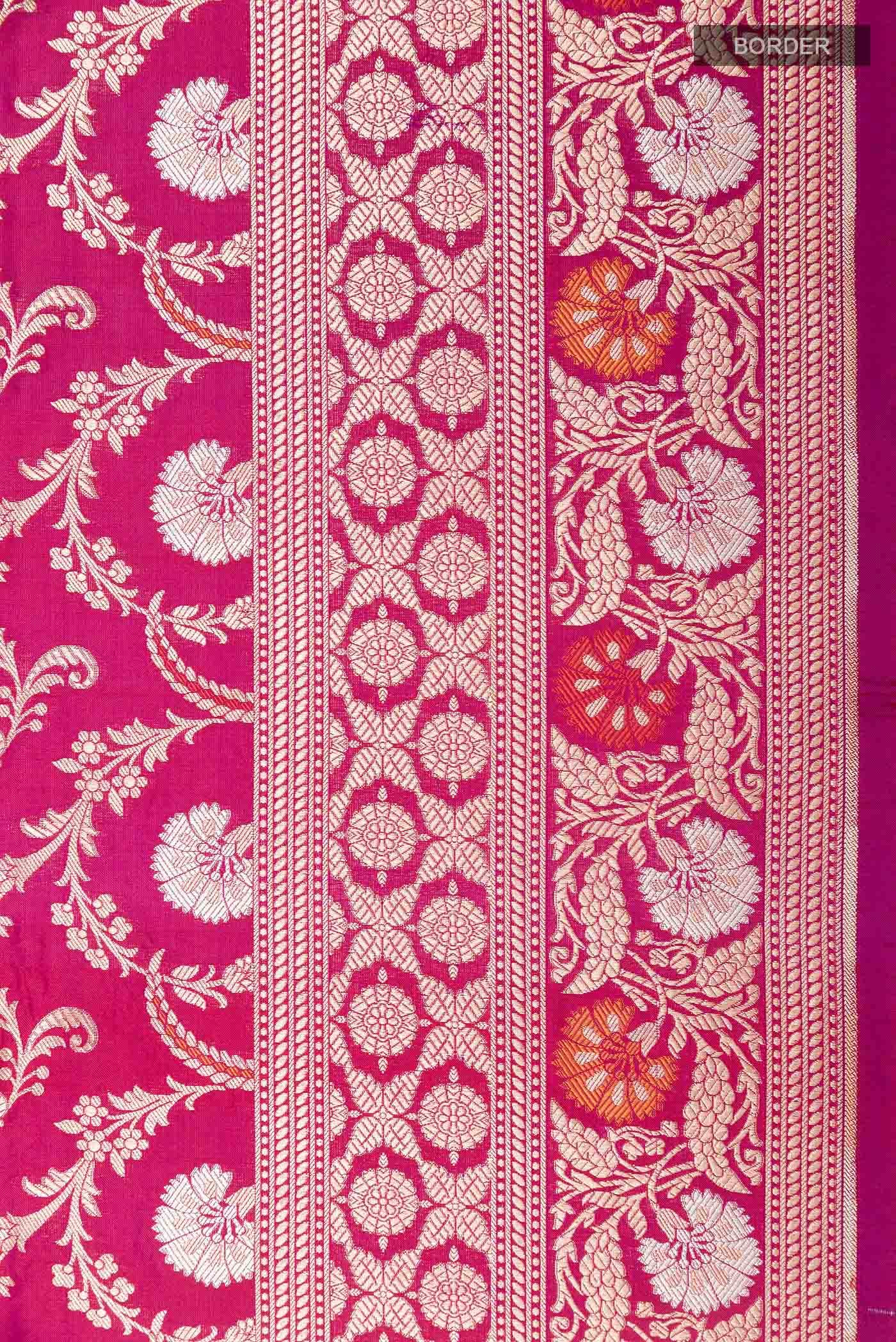 Dark Pink Dual Tone Banarasi Silk Saree