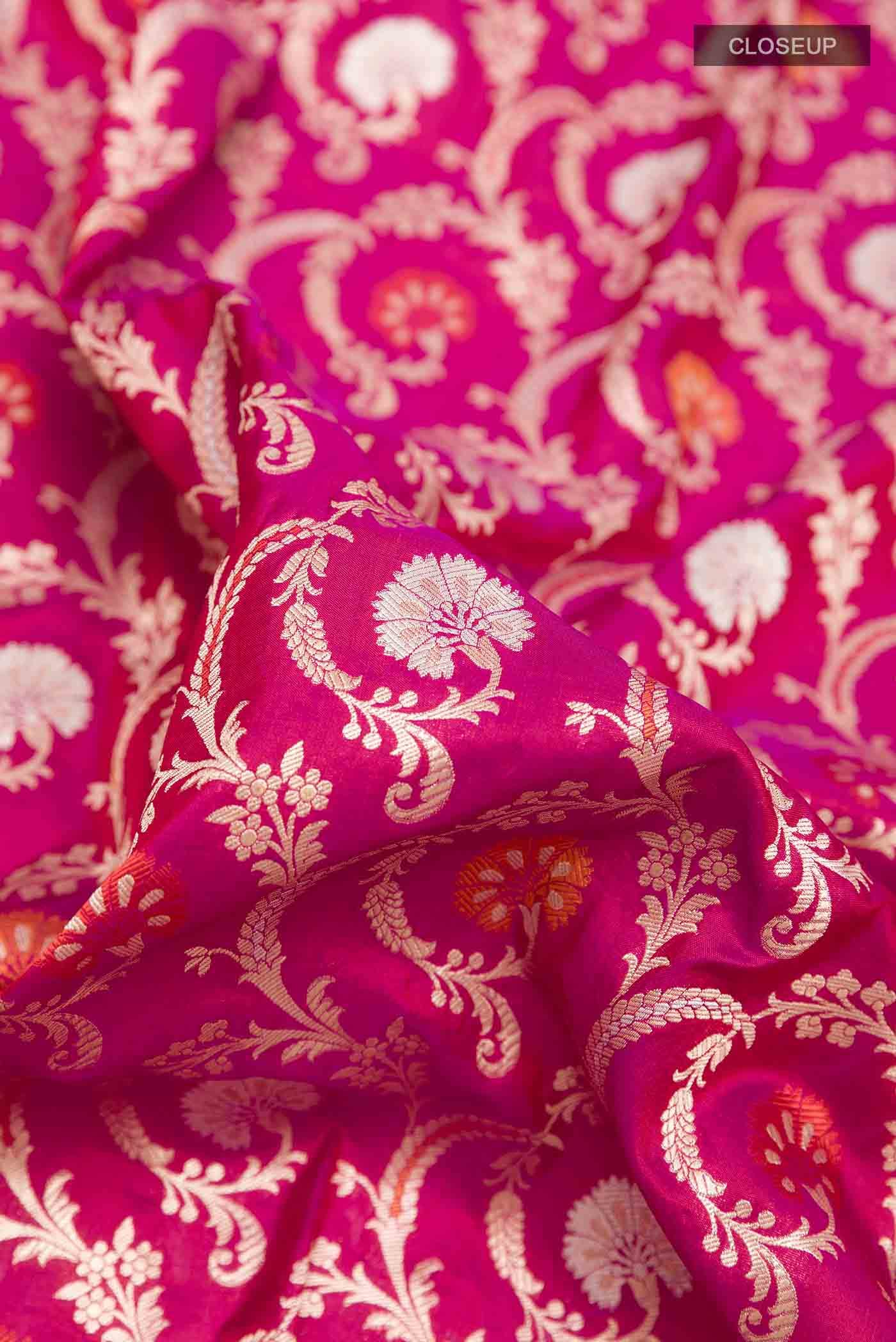 Dark Pink Dual Tone Banarasi Silk Saree