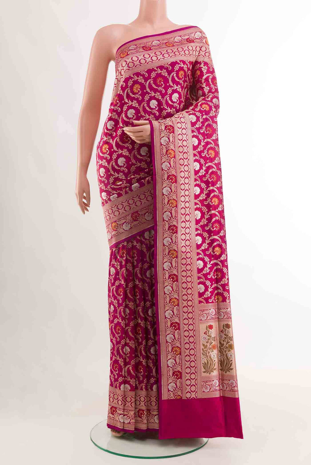 Dark Pink Dual Tone Banarasi Silk Saree