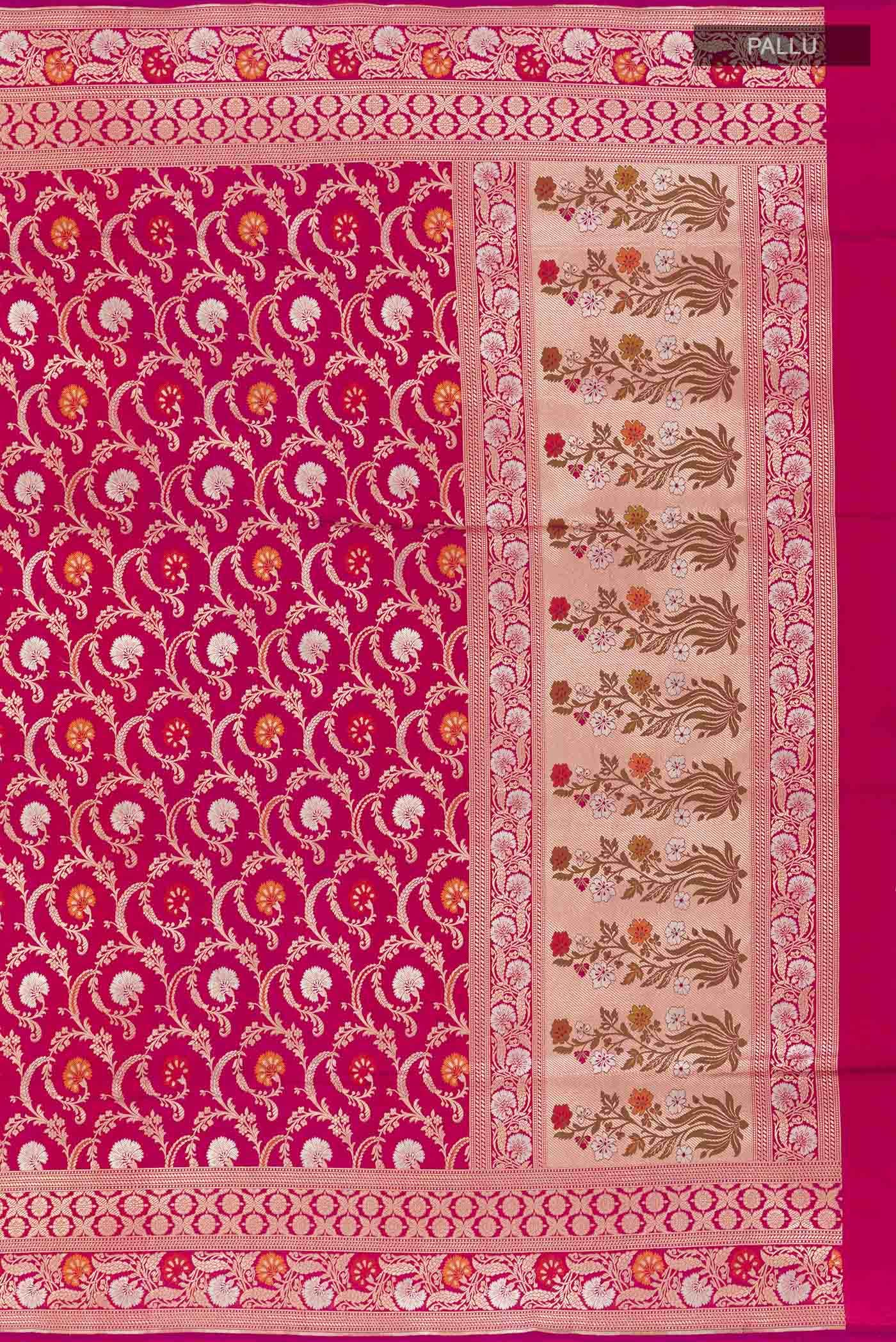 Dark Pink Dual Tone Banarasi Silk Saree