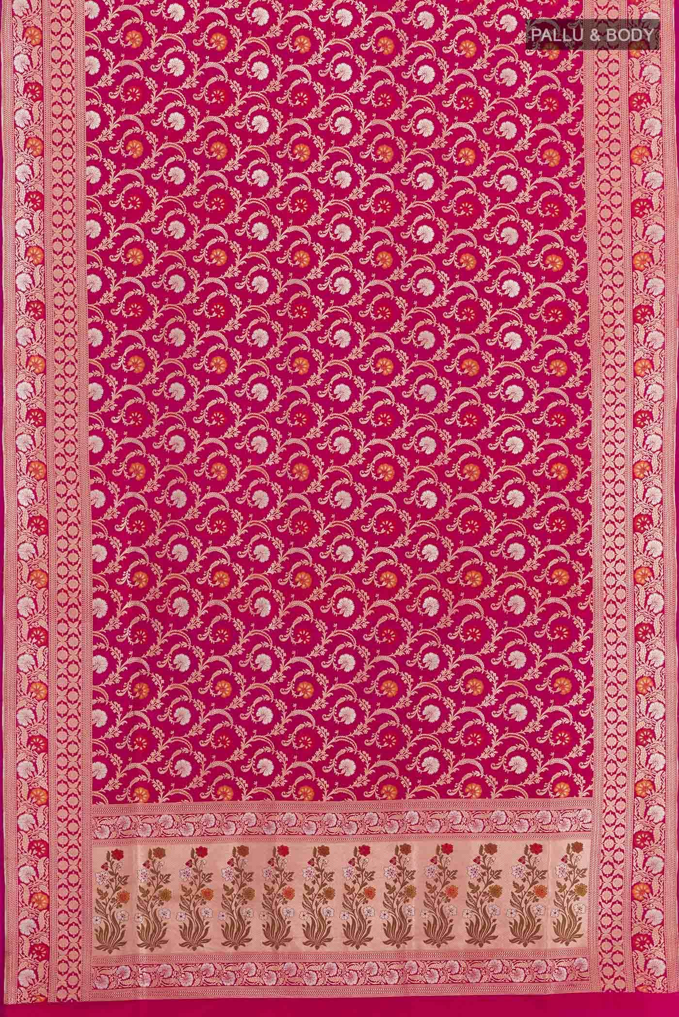 Dark Pink Dual Tone Banarasi Silk Saree