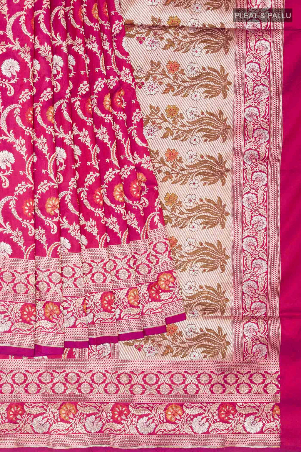 Dark Pink Dual Tone Banarasi Silk Saree