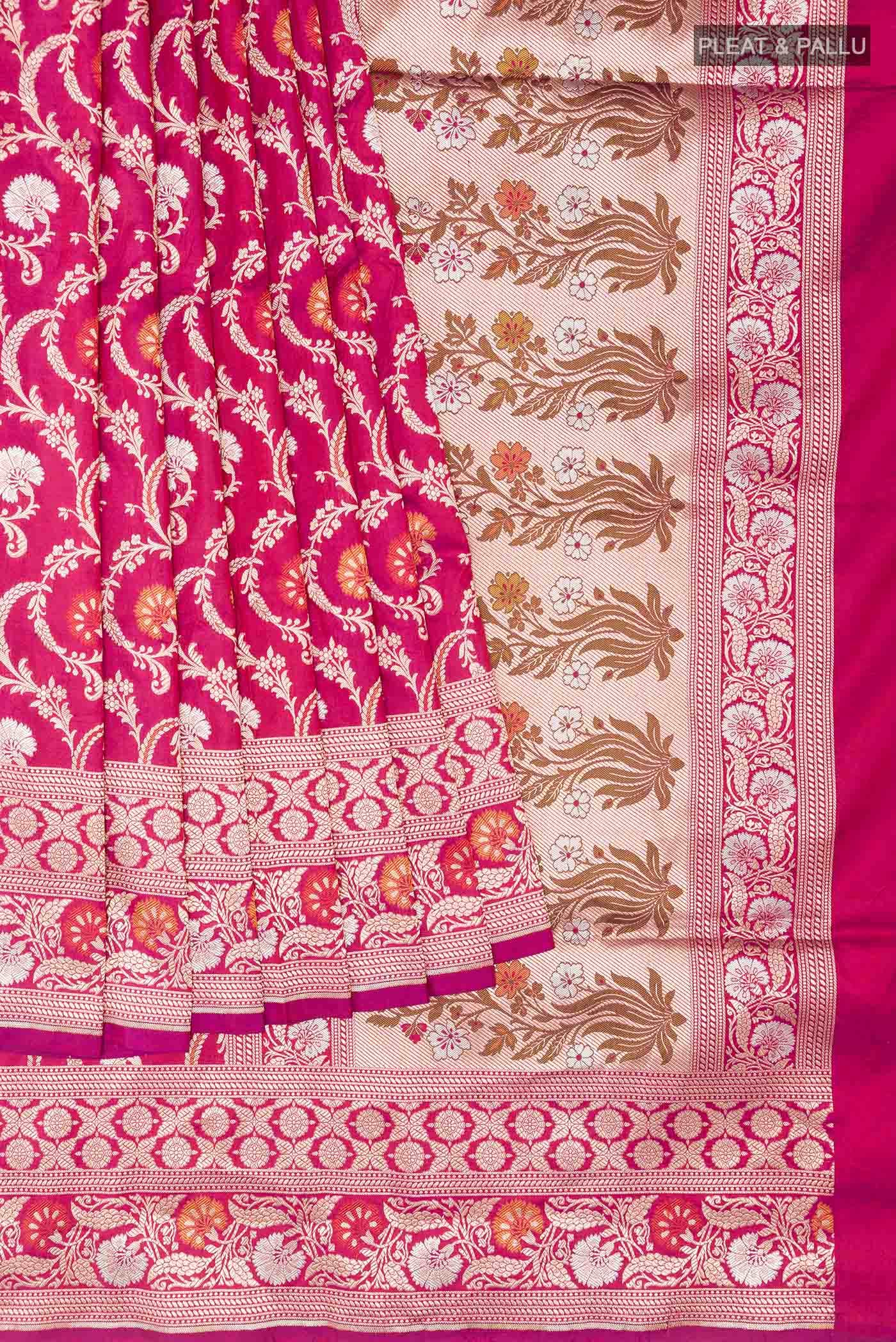 Dark Pink Dual Tone Banarasi Silk Saree