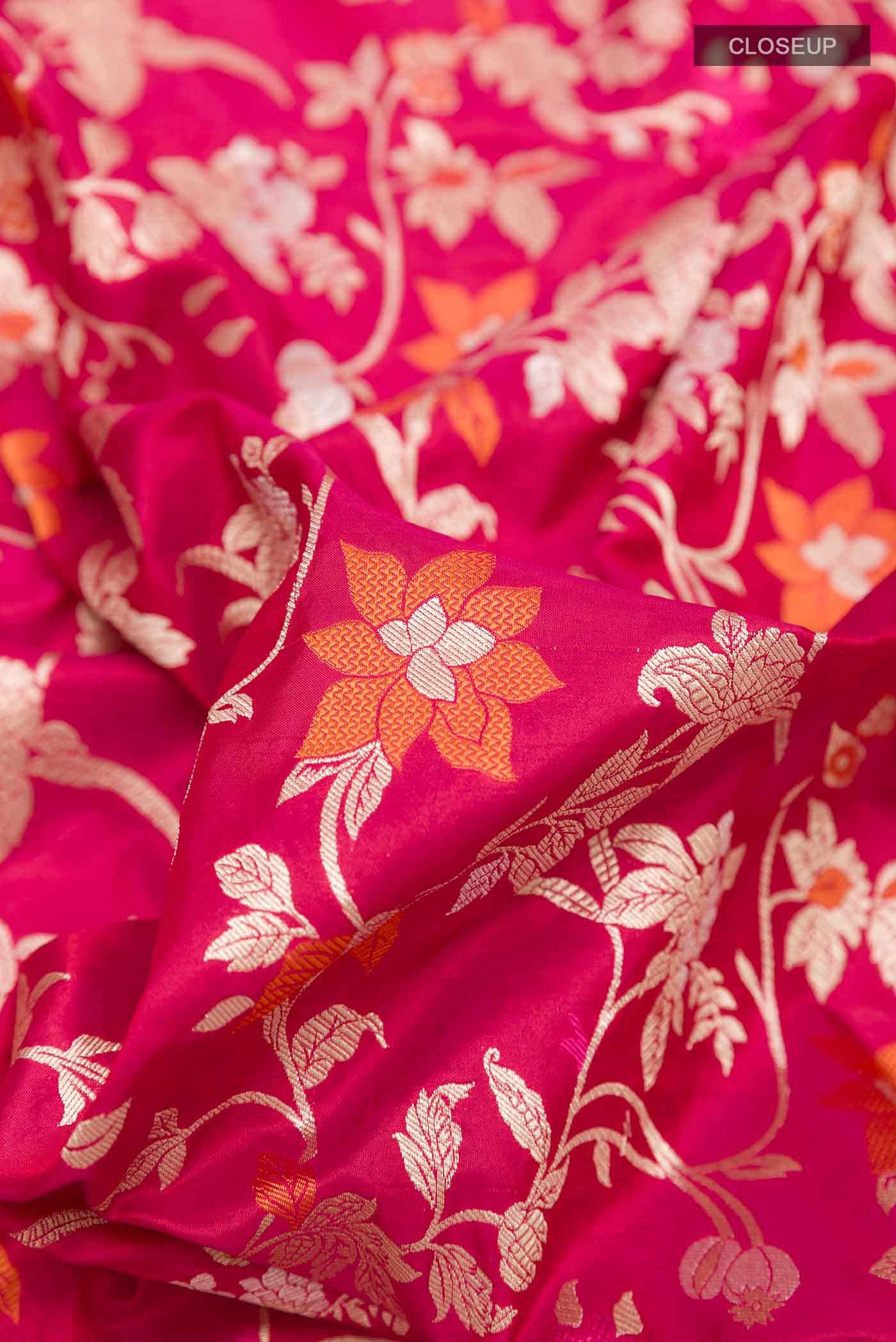 Dark Pink Banarasi Silk Saree