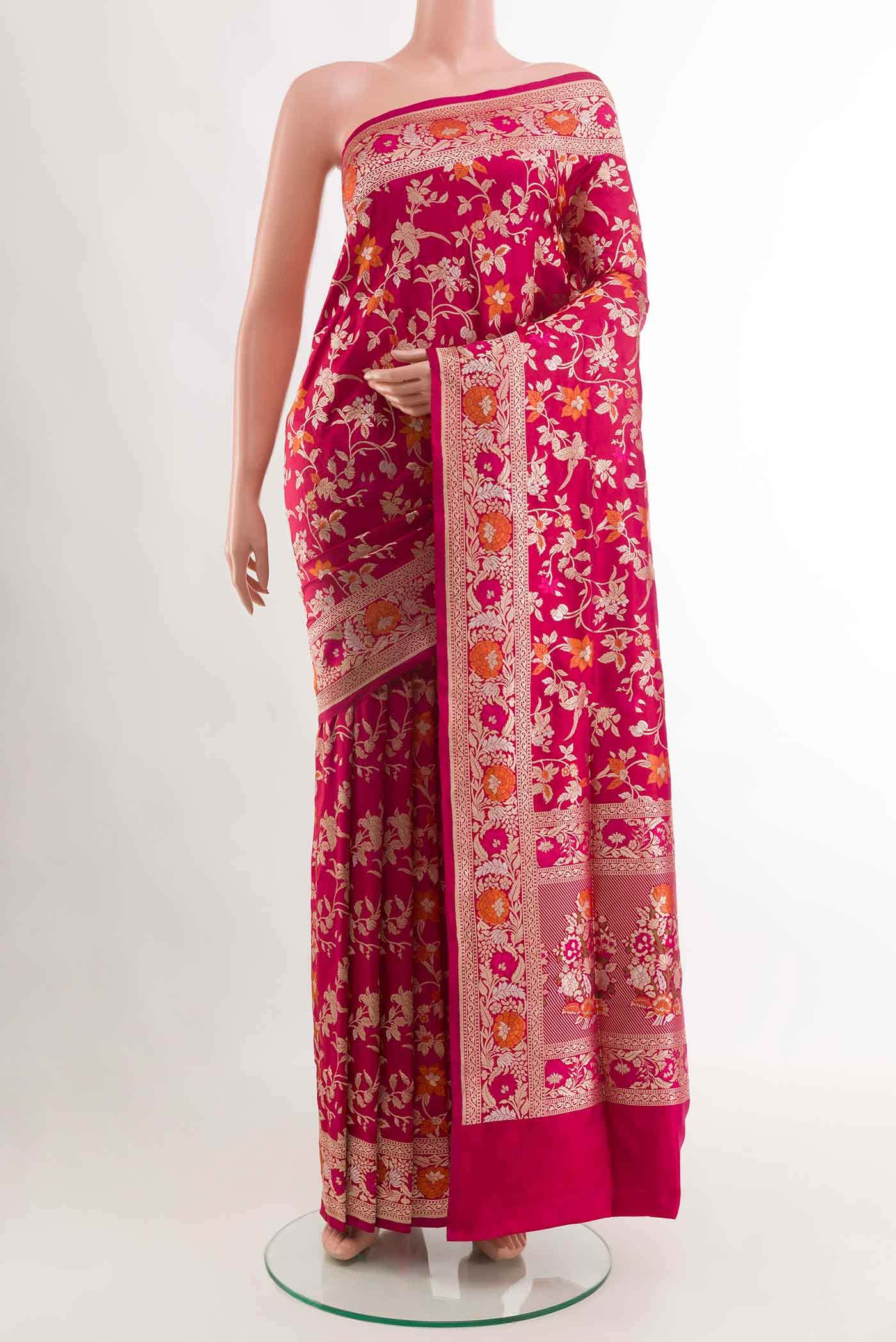 Dark Pink Banarasi Silk Saree