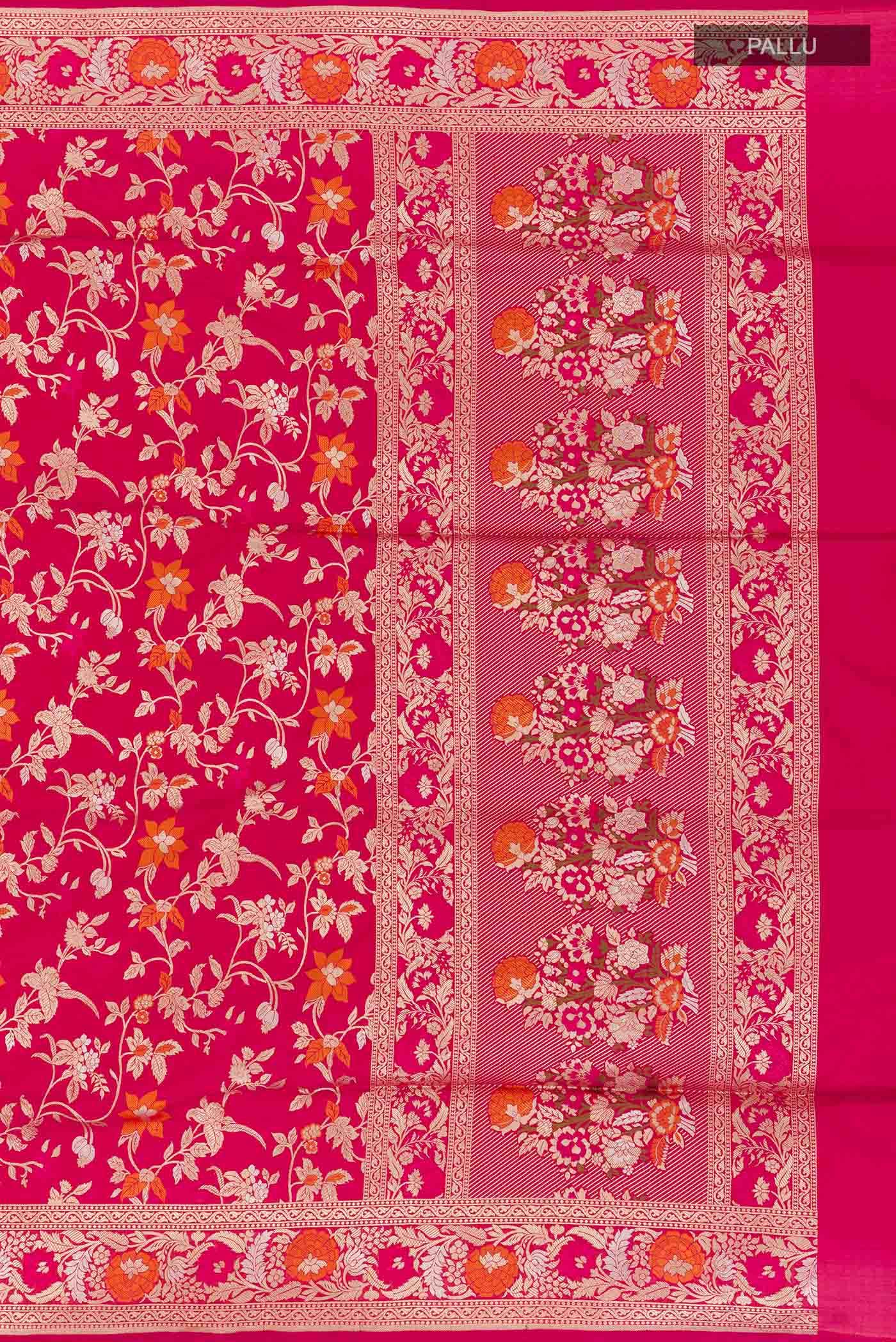 Dark Pink Banarasi Silk Saree