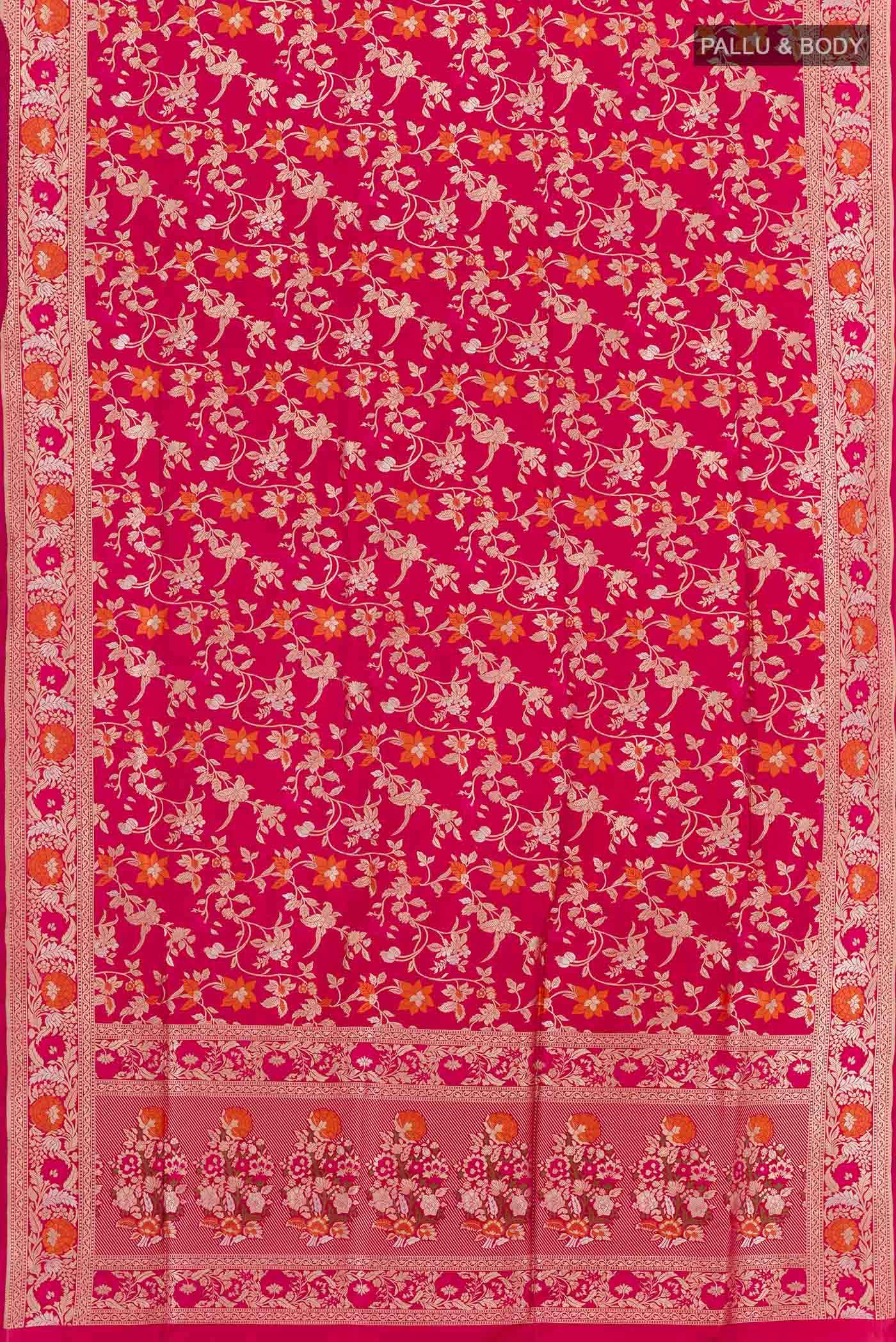 Dark Pink Banarasi Silk Saree