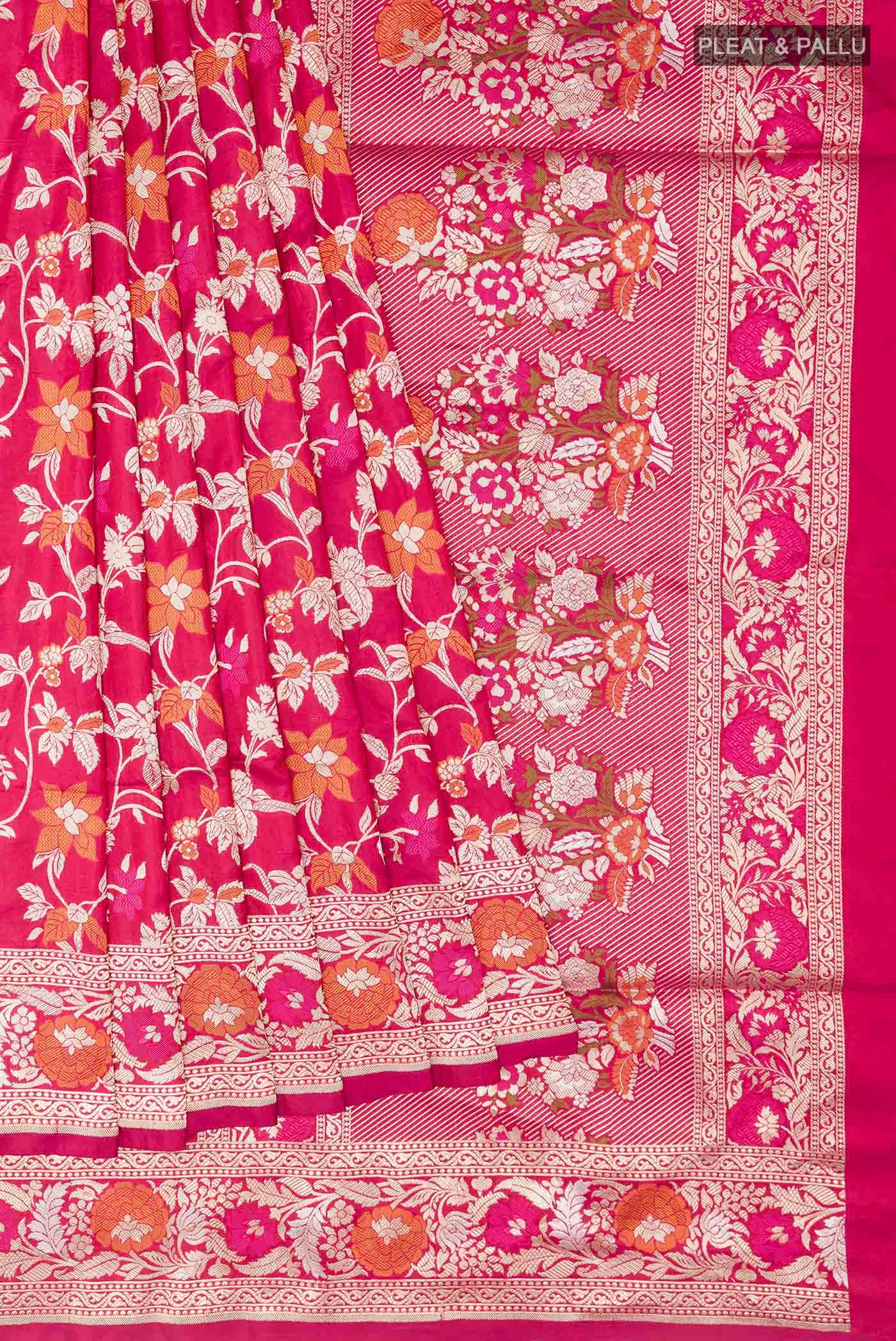 Dark Pink Banarasi Silk Saree