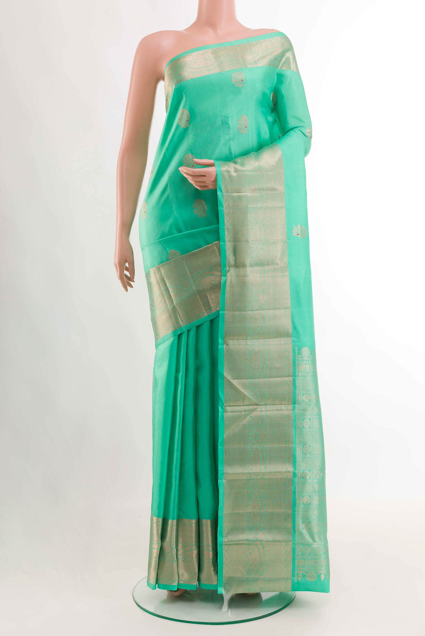 Sea Green Kanchipuram Silk Saree