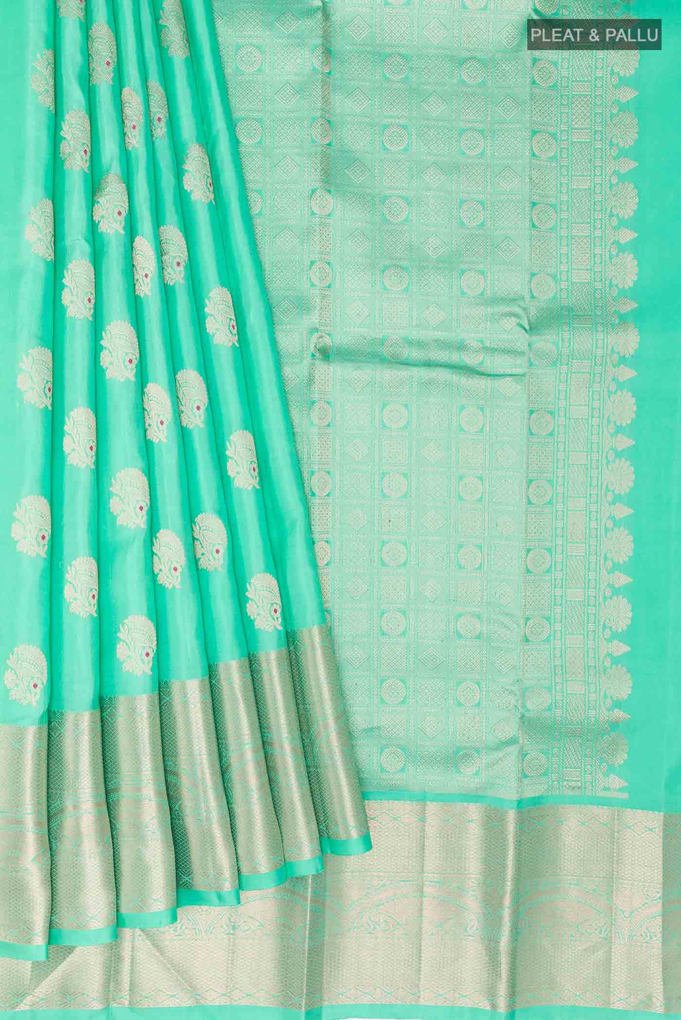 Sea Green Kanchipuram Silk Saree