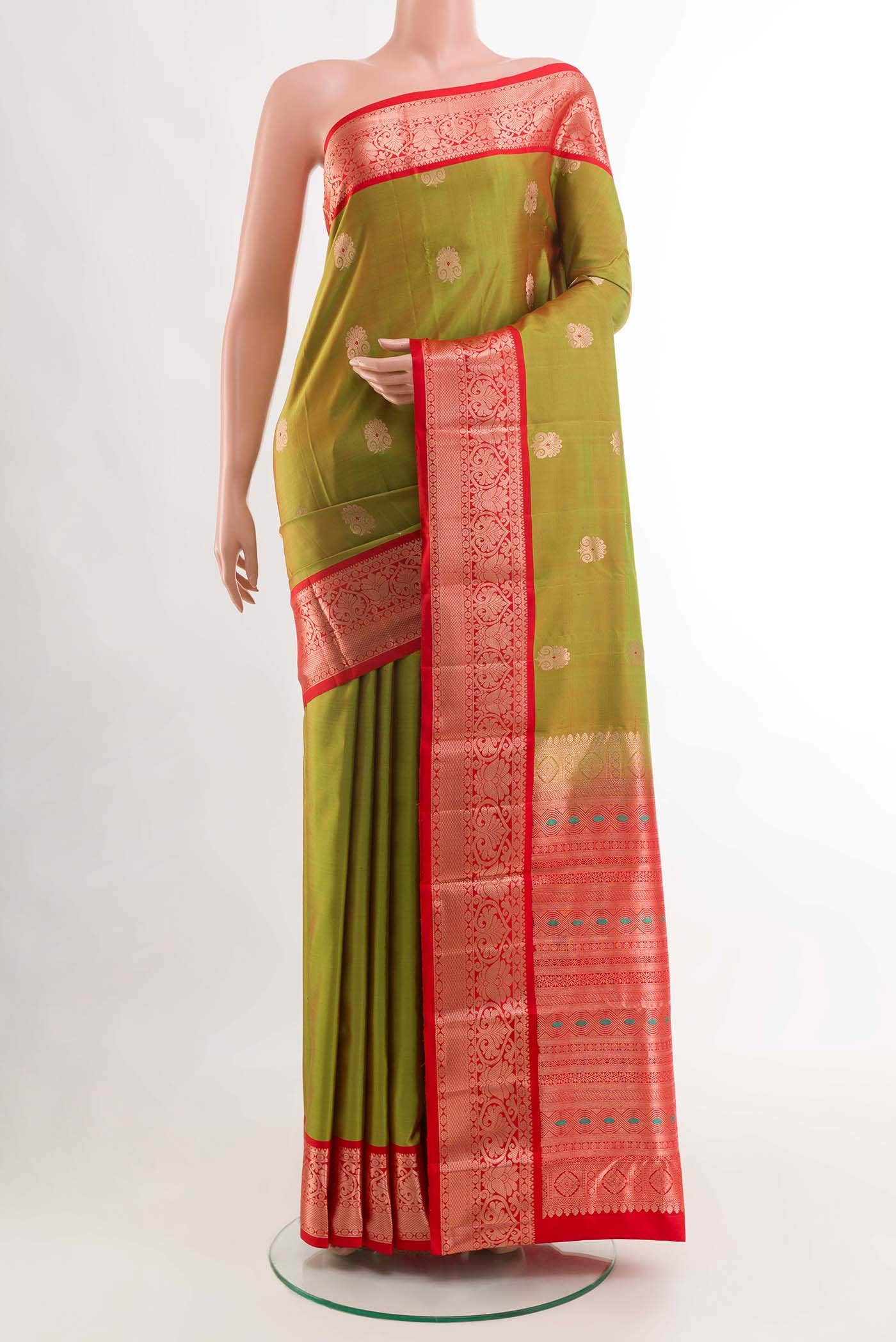 Green Dual Tone Kanchipuram Silk Saree