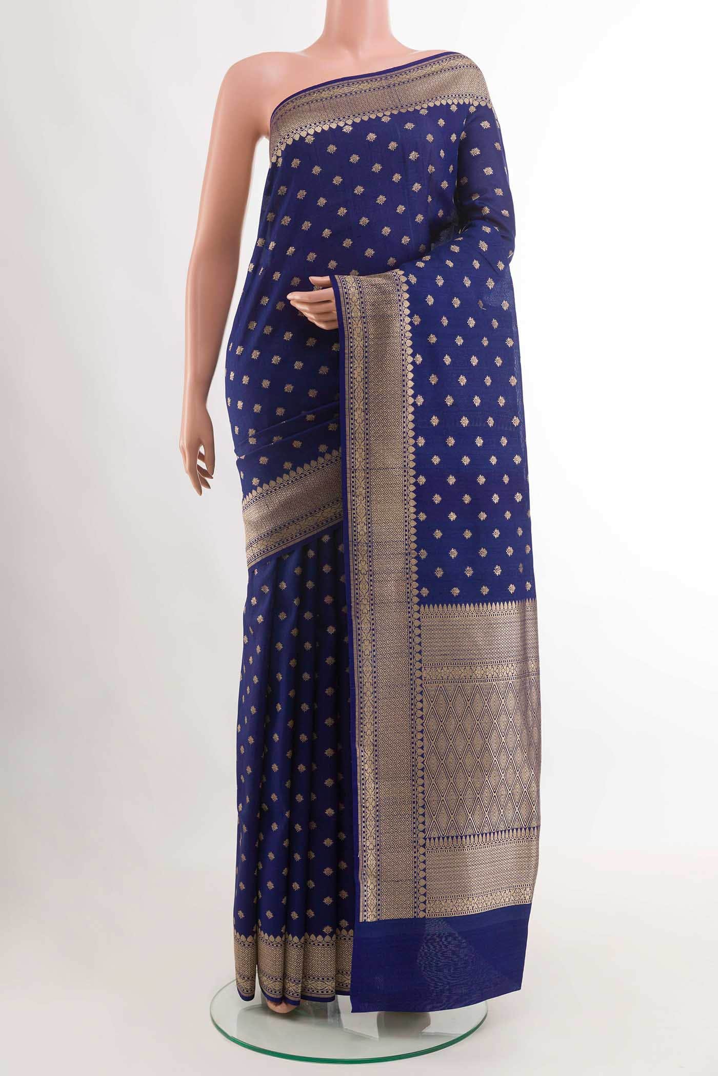 Blue Banarasi Tussar Silk Saree