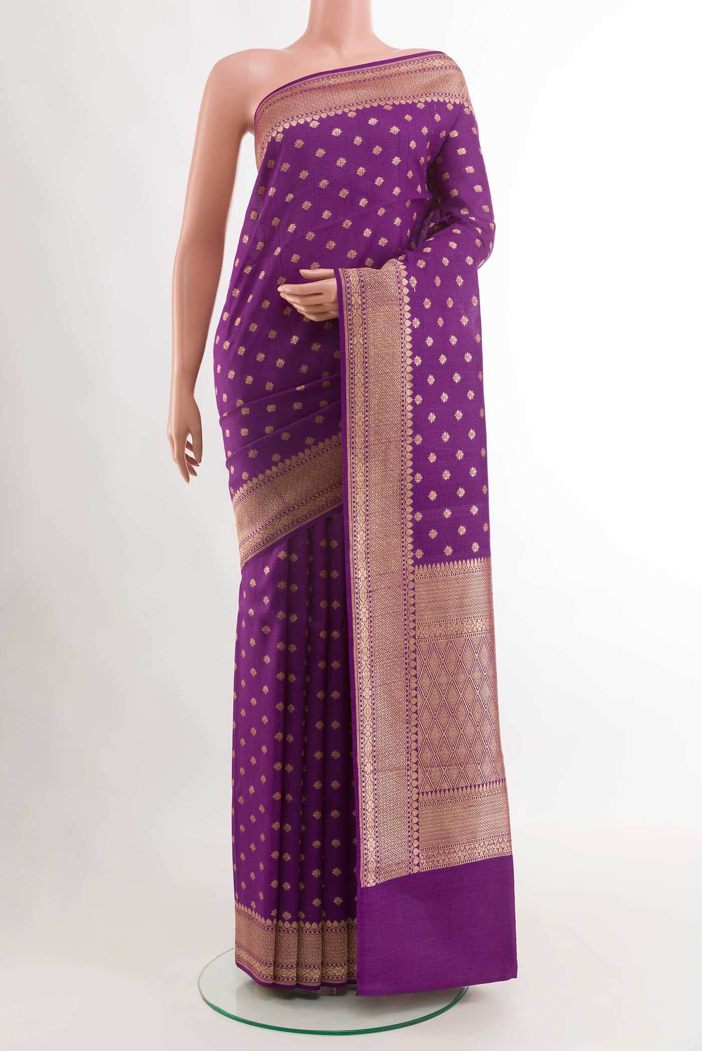 Purple Banarasi Tussar Silk Saree